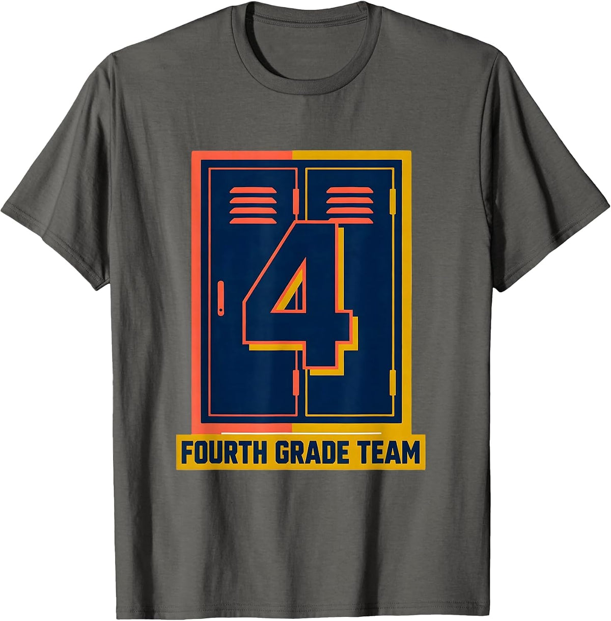 Men's Fourth Grade Team Playful Back to School Teacher Typography T-Shirt - Asphalt Grey