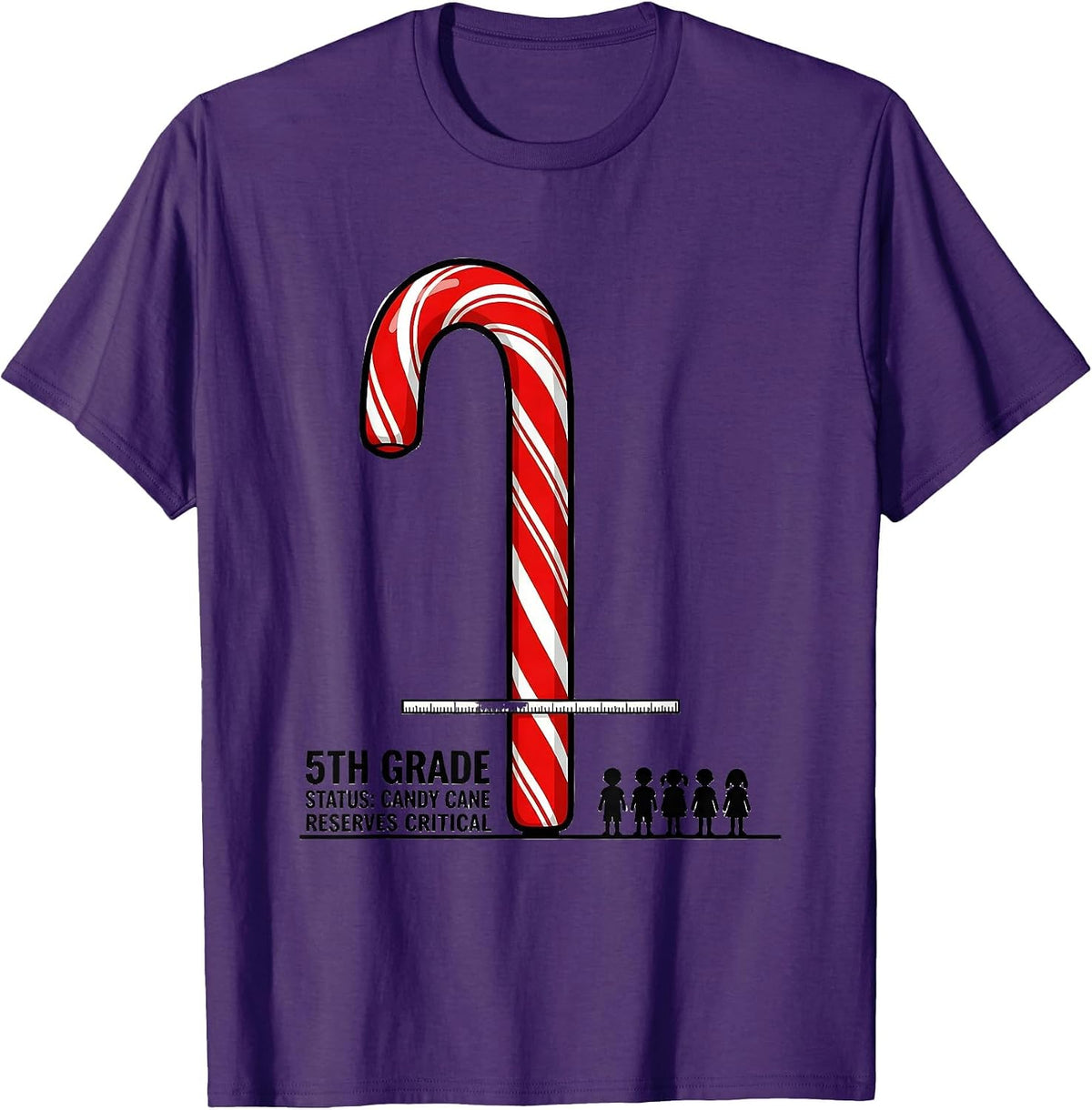 5th Grade Status Candy Cane Reserves Critical Teacher T-Shirt - Purple