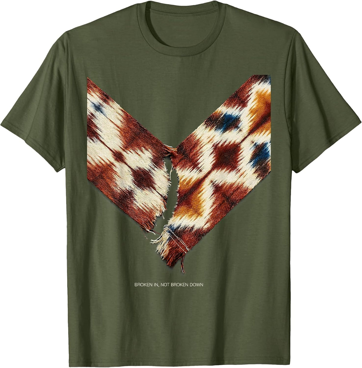 Men's Broken In Not Broken Down Mental Health Awareness Counselor T-Shirt - Olive Green