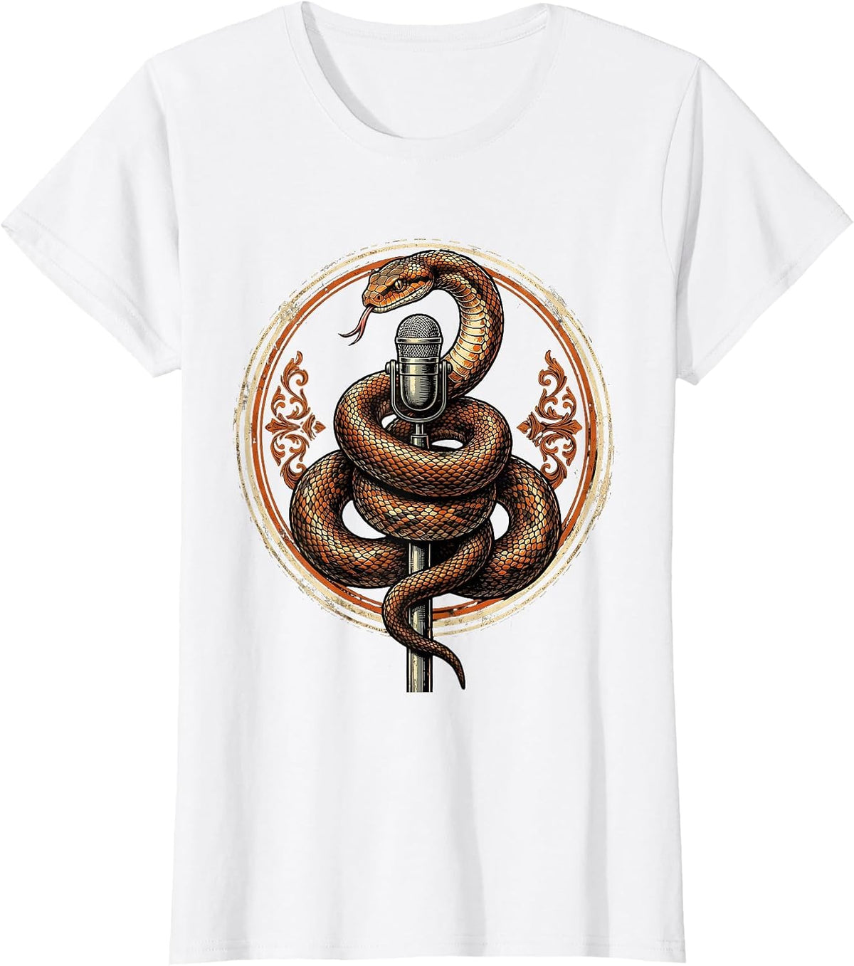 90s Rock Serpent Microphone Stand Graphic T-Shirt - White