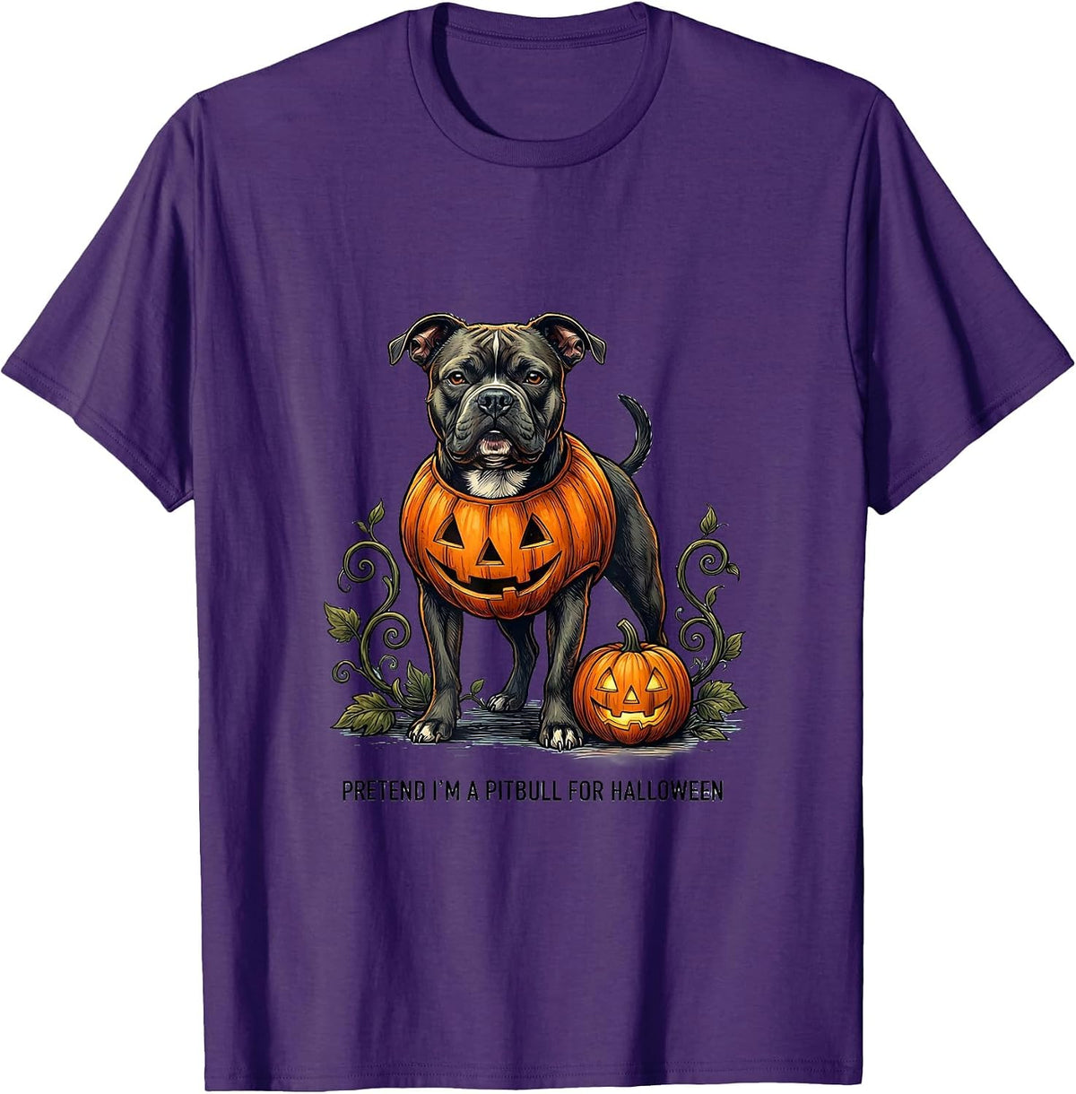 Men's Pretend I'm A Pitbull For Halloween Funny Dog Owner Costume T-Shirt - Purple