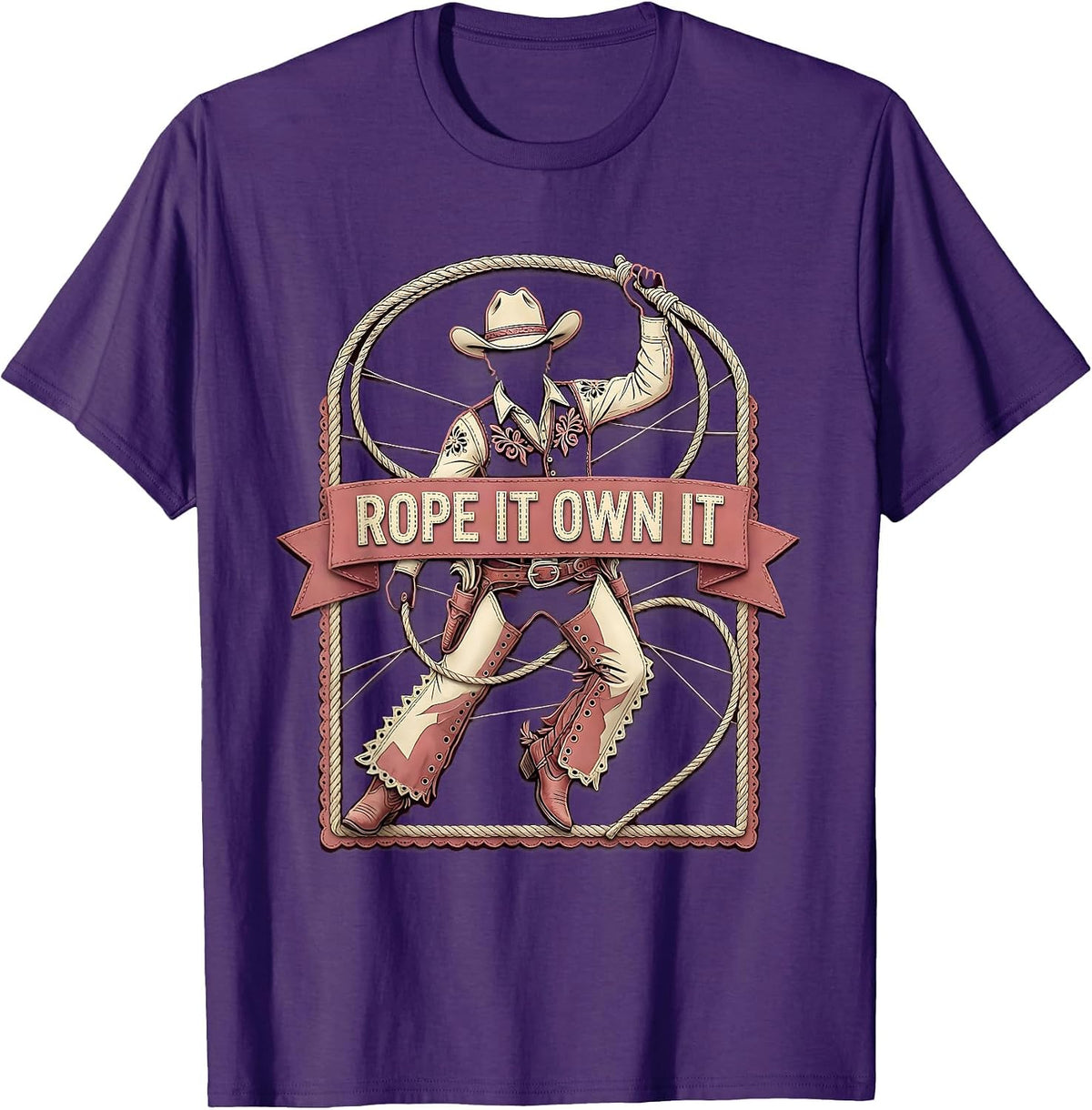 Rope It Own It Rodeo Cowgirl Design T-Shirt - Purple