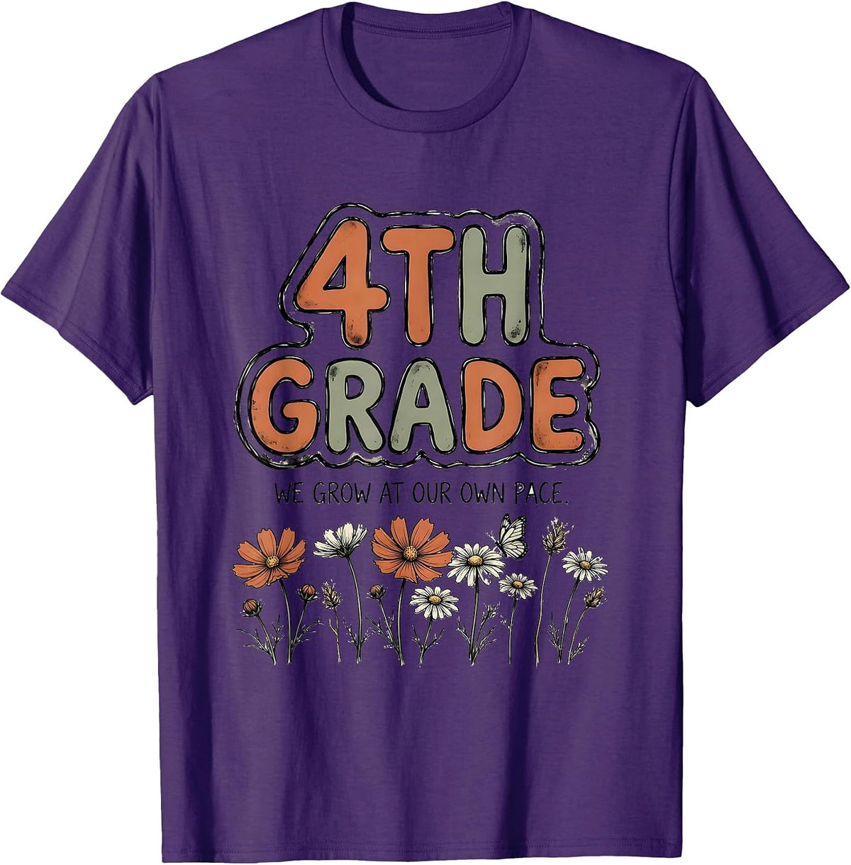 Men's 4th Grade We Grow At Our Own Pace Wholesome Teacher Pride T-Shirt - Purple
