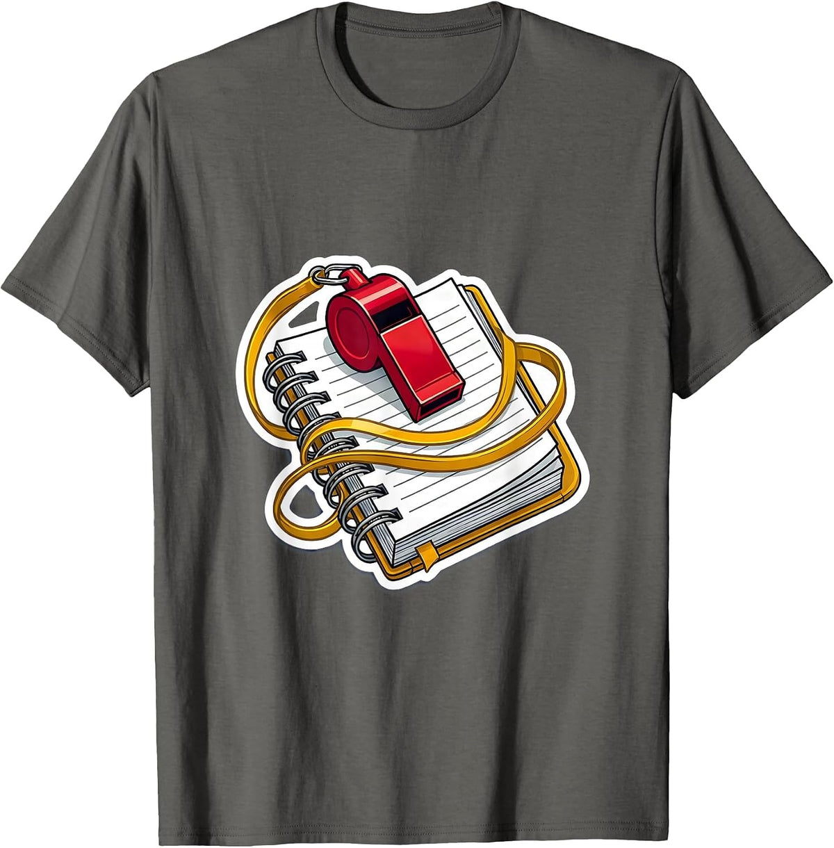 Paraprofessional Whistle Lanyard Notebook Graphic T-Shirt - Asphalt Grey