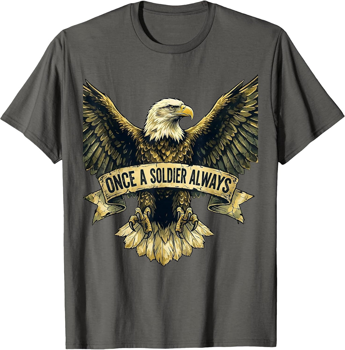 Once a Soldier Always Veteran Pride Design T-Shirt - Asphalt Grey