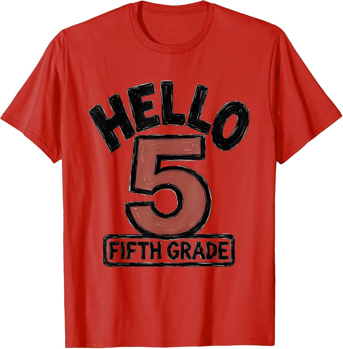 Men's Hello, Fifth Grade Cute Fifth Grade Teacher Back To School T-Shirt - Red