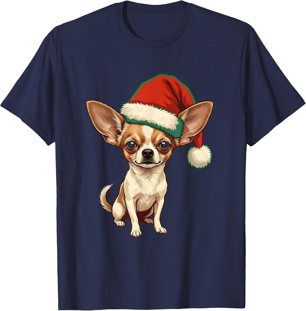 Chihuahua Christmas Funny Dog Lover Ugly Holiday Pajama T-Shirt - Navy Blue