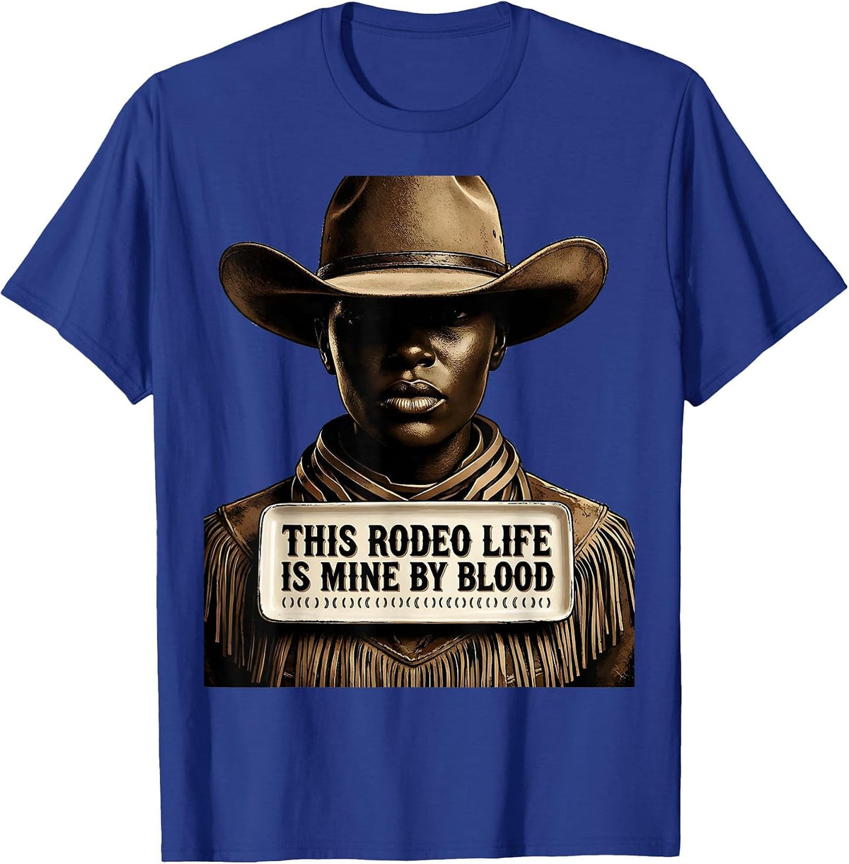 This Rodeo Life Is Mine By Blood Western Cowgirl Monochrome T-Shirt - Royal Blue