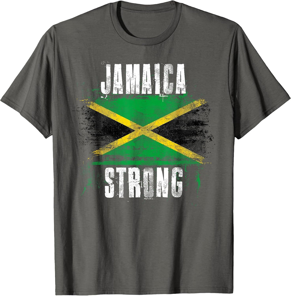 Jamaica Strong Distressed Flag - Jamaican Pride T-Shirt - Asphalt Grey