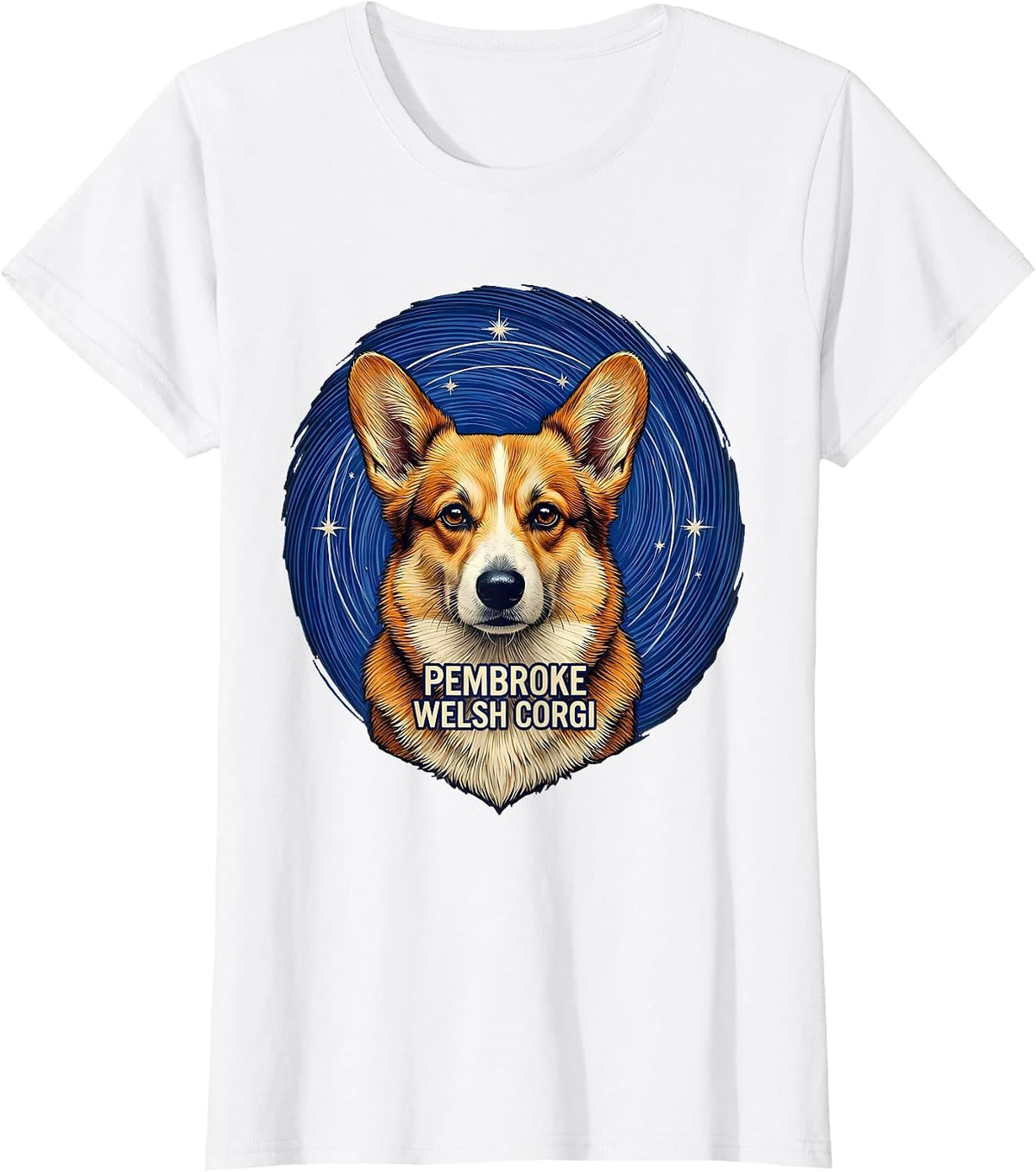 Pembroke Welsh Corgi Van Gogh Style Starry Night Portrait T-Shirt - White