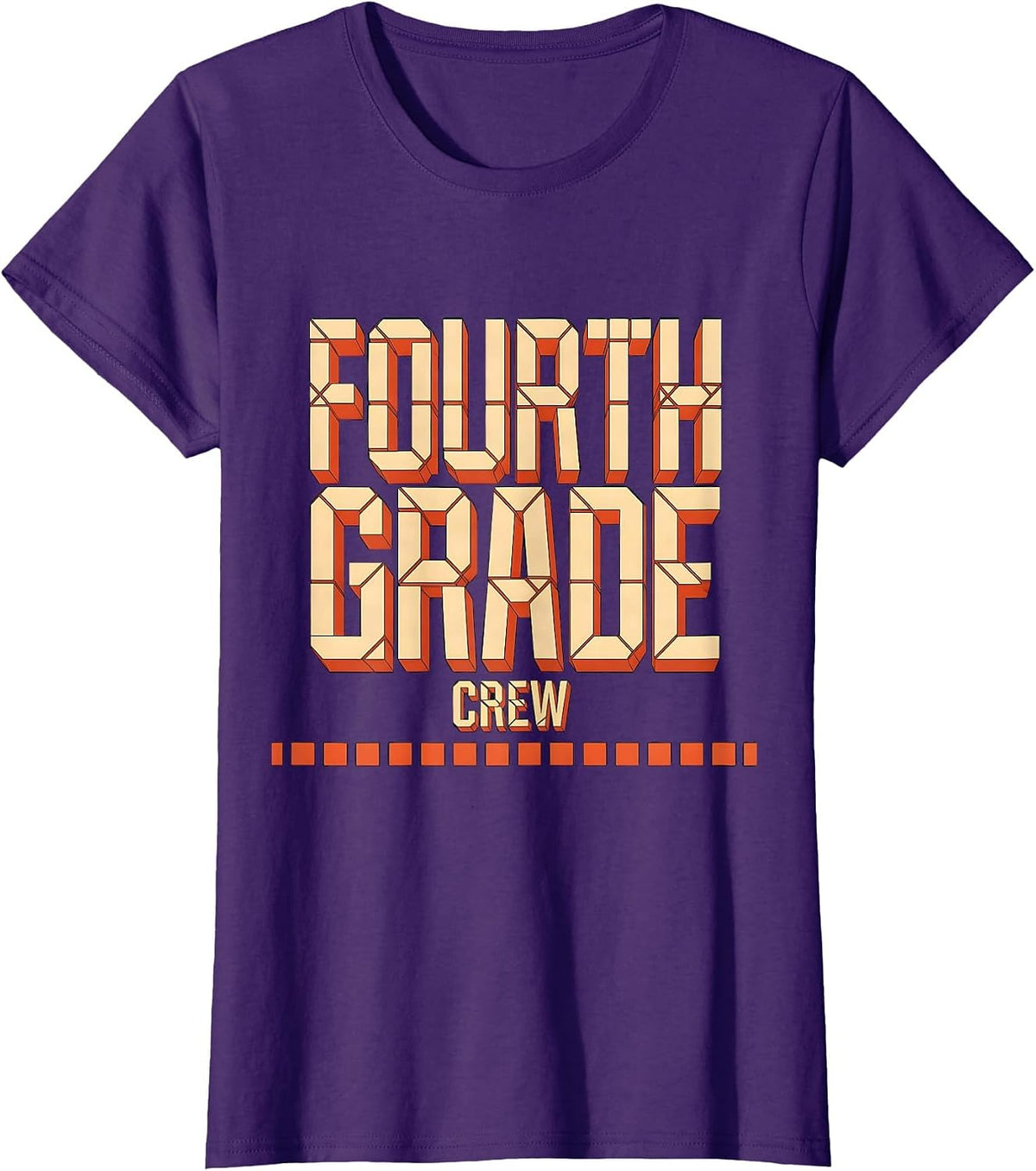 Women's Fourth Grade Crew Funny Teacher Back To School Crew T-Shirt - Purple