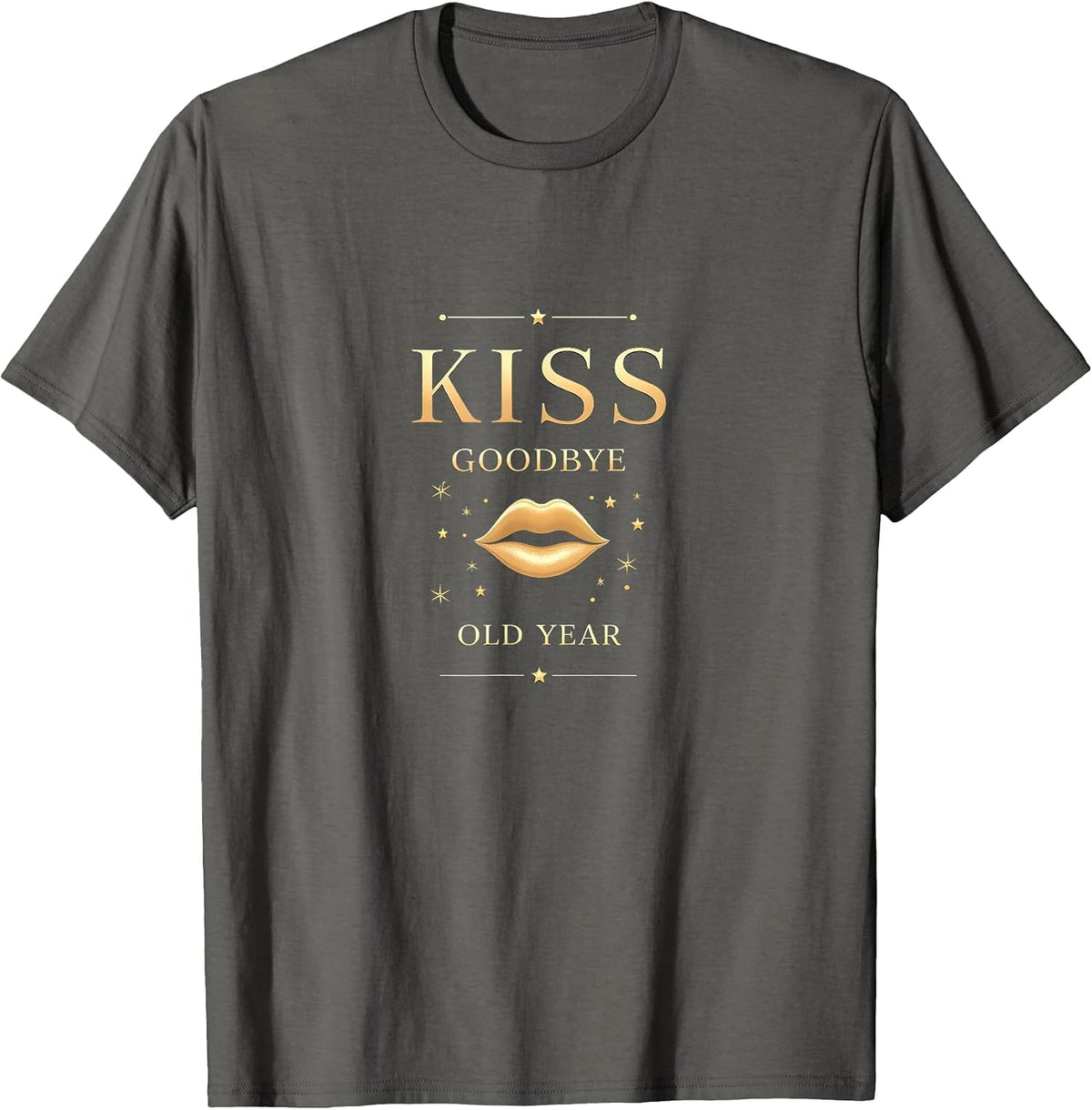 Kiss Goodbye Old Year New Year's Eve Design T-Shirt - Asphalt Grey