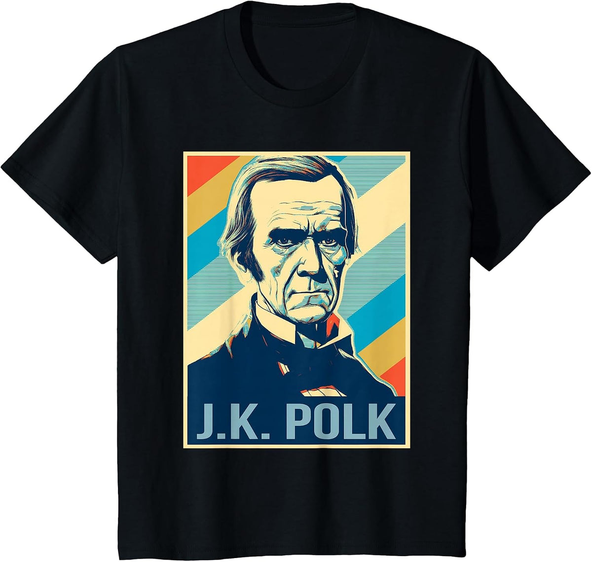 4th of July James K. Polk President Retro Patriotic T-Shirt - Black
