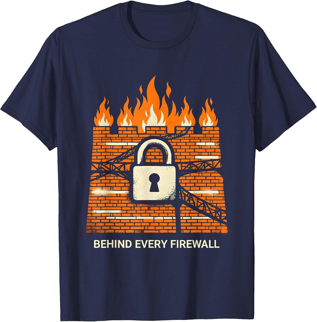 Men's Behind Every Firewall Cybersecurity Design T-Shirt - Navy Blue