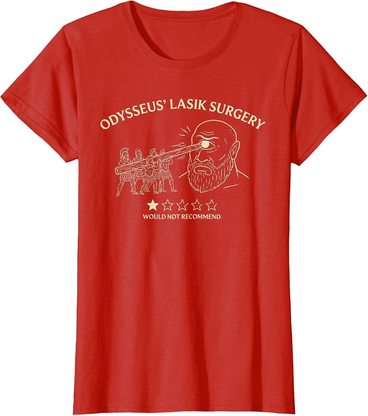 Funny Odysseus Lasik Surgery | Greek Mythology Cyclops Meme T-Shirt - Red