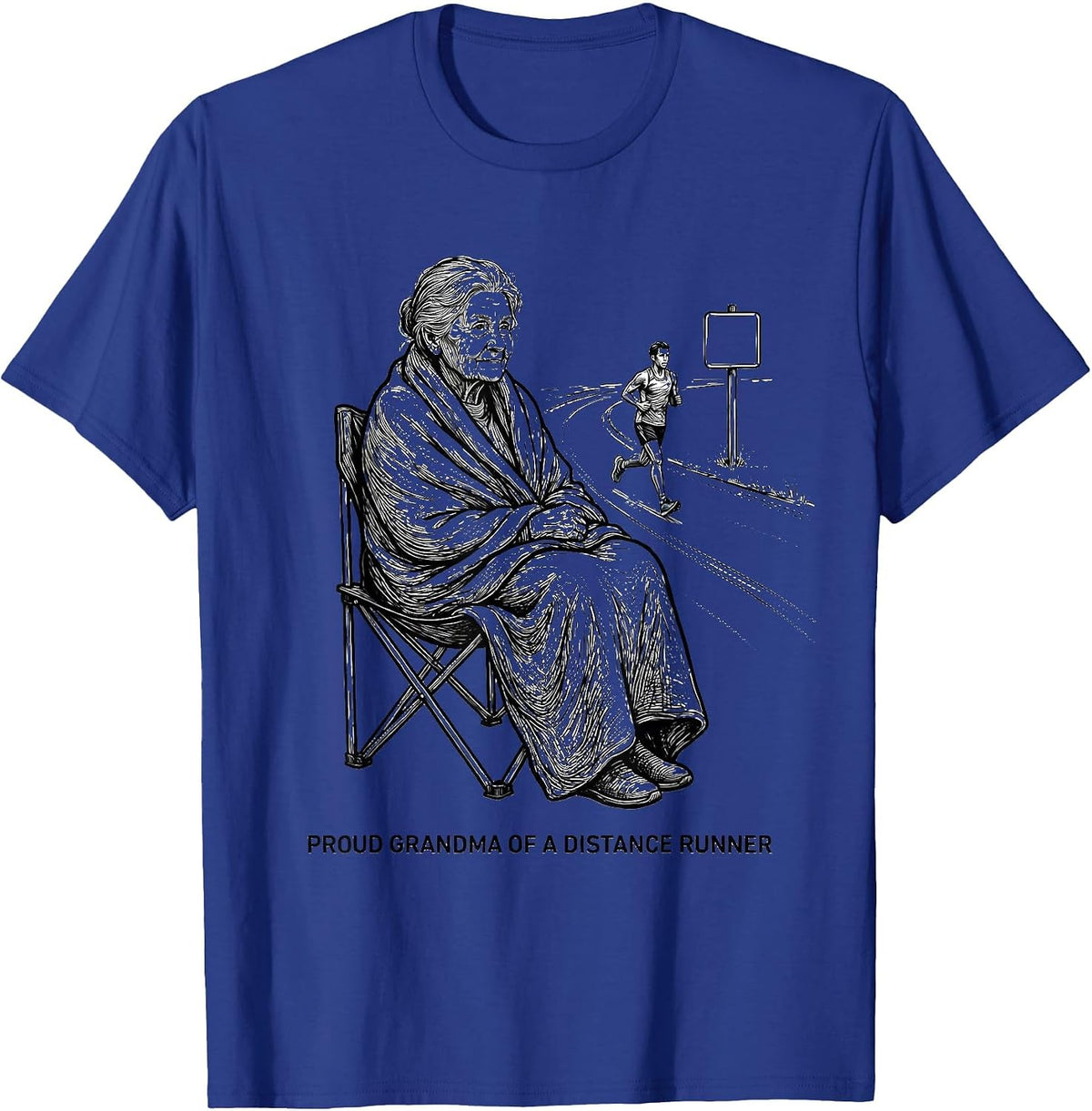 Men's Proud Grandma of a Distance Runner Supportive Cheer T-Shirt - Royal Blue