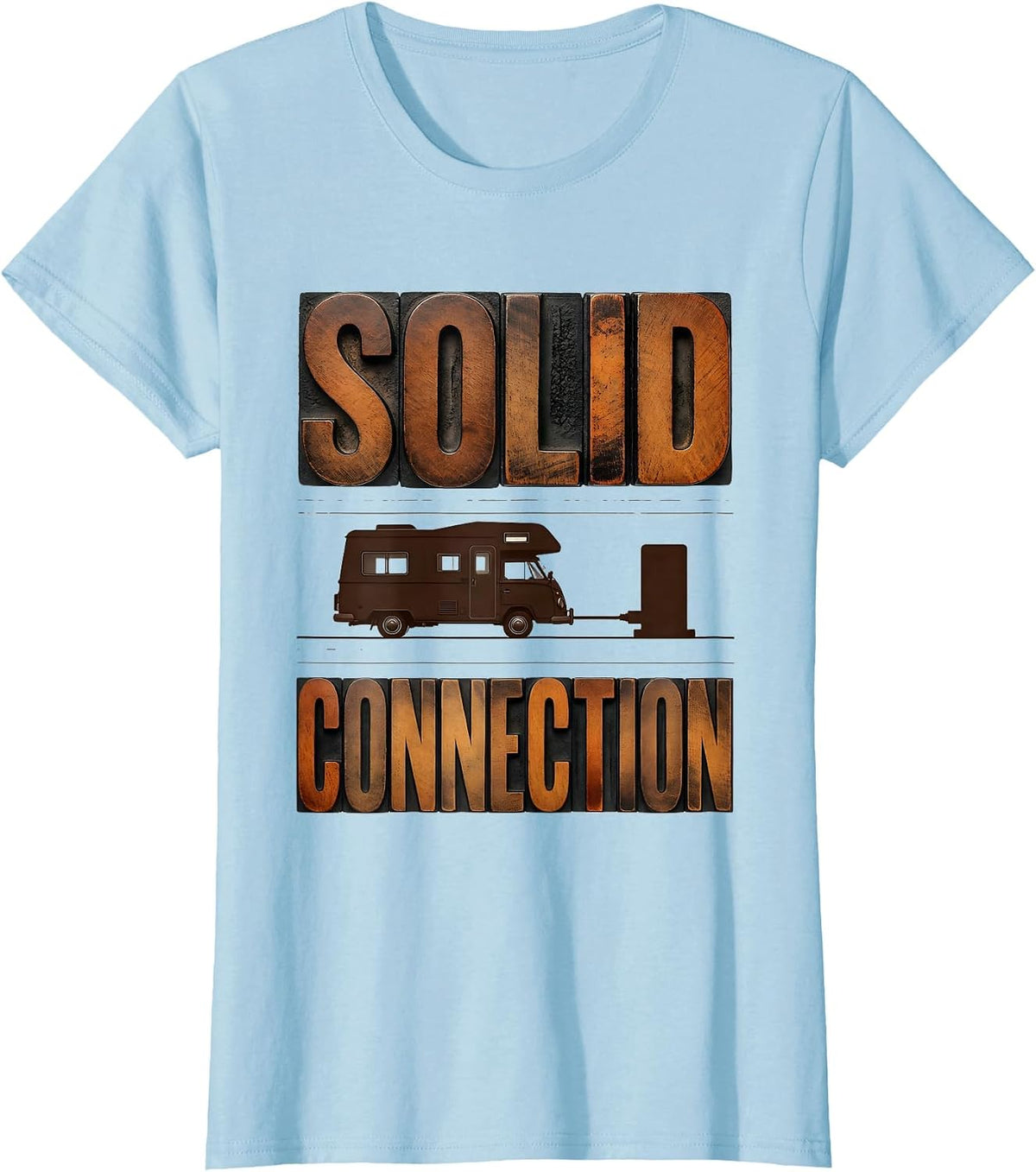 Solid Connection Retro Van Life Nomads Camper Van Dwellers T-Shirt - Baby Blue