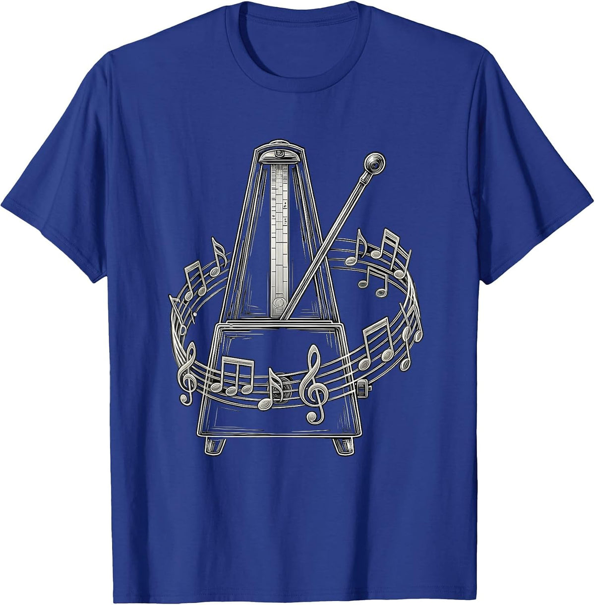 Music Teacher Metronome Musical Notes Graphic T-Shirt - Royal Blue