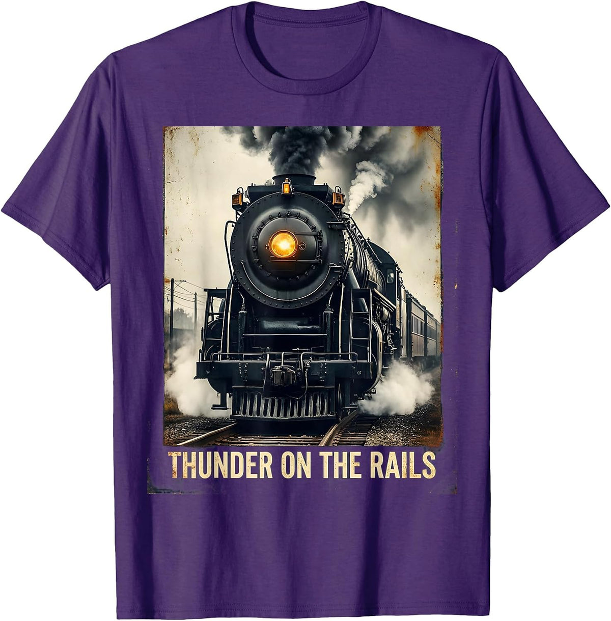 Men's Thunder On The Rails Vintage Big Boy 4014 Steam Locomotive T-Shirt - Purple