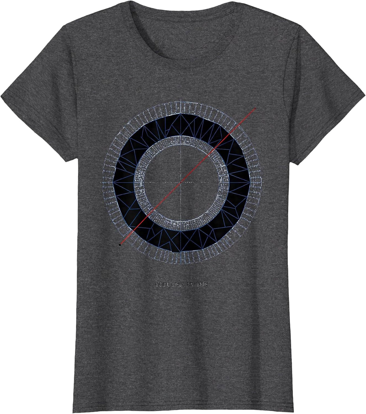 Women's Glide Only No Spin Geometric Throwers Defiant Humor Gift T-Shirt - Dark Heather Grey