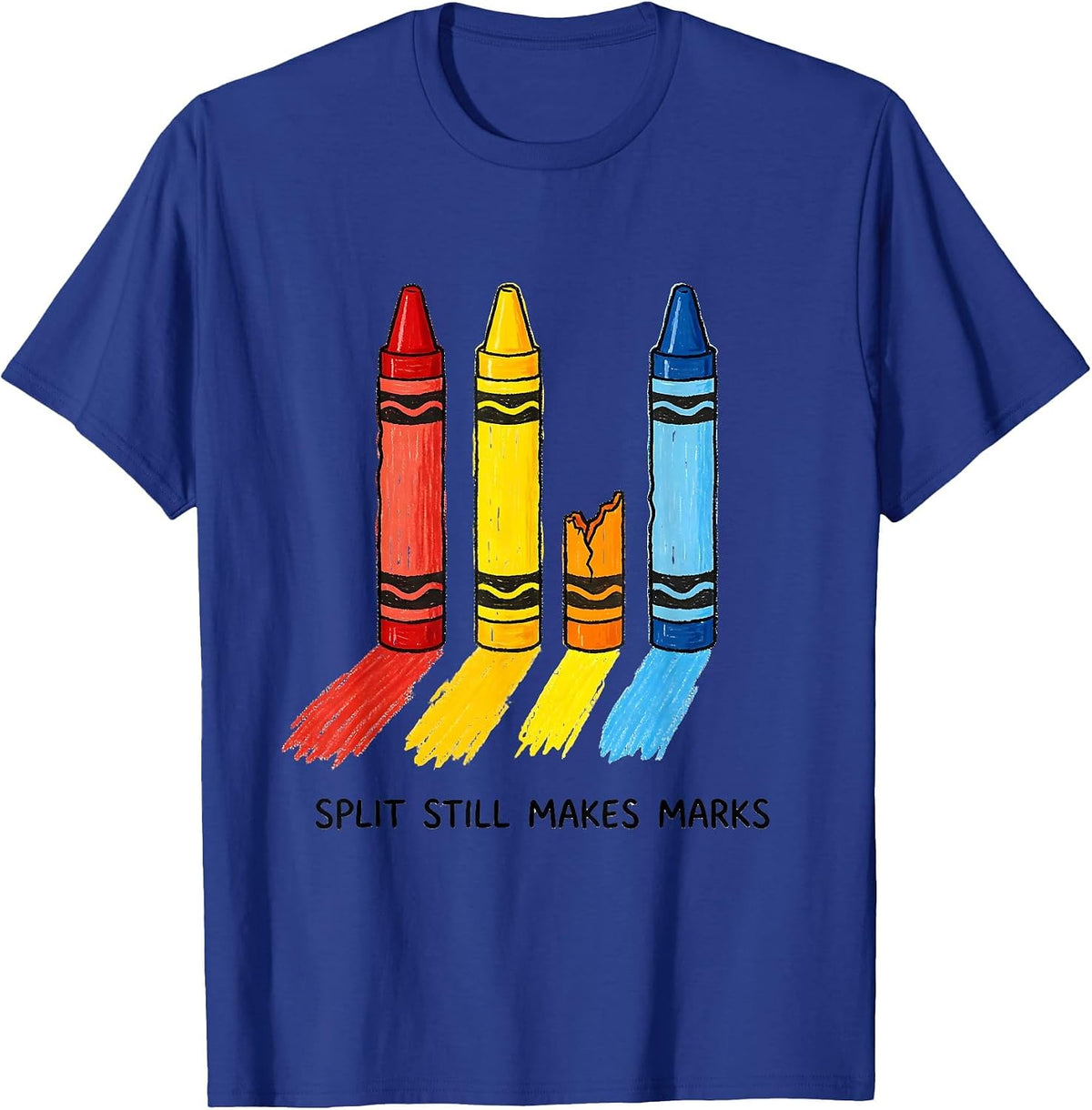 Split Still Makes Marks Naive Kidcore Teacher Mental Health T-Shirt - Royal Blue
