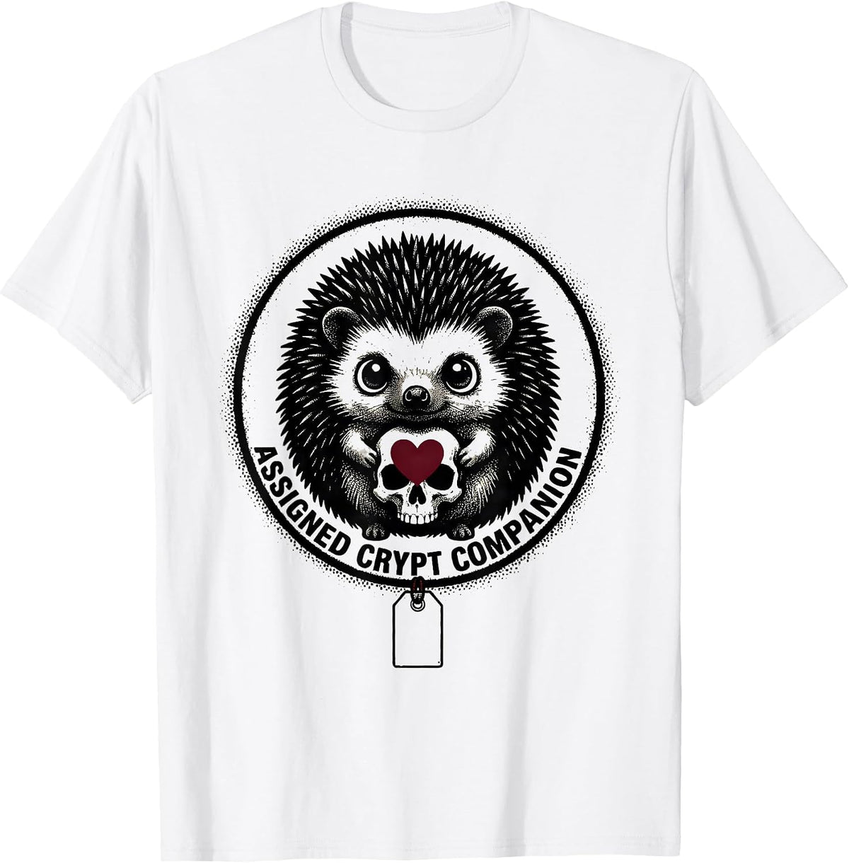 Men's Assigned Crypt Companion Pastel Goth Kawaii Chibi Hedgehog T-Shirt - White