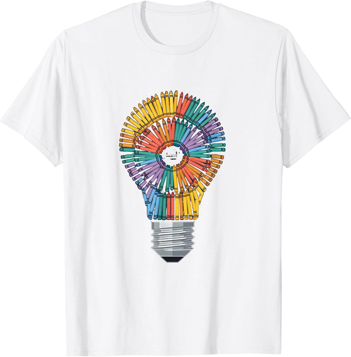 Men's Crayon Lightbulb Paraprofessional Graphic Design T-Shirt - White