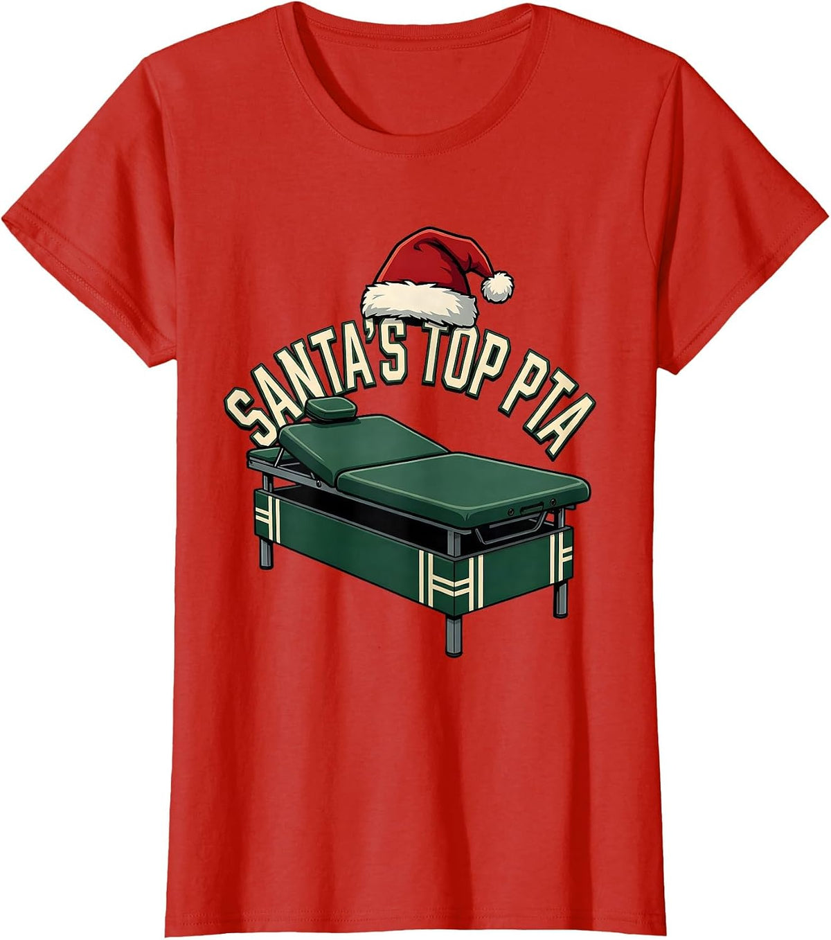Santa's Top PTA Sports Physical Therapy Christmas Humor T-Shirt - Red