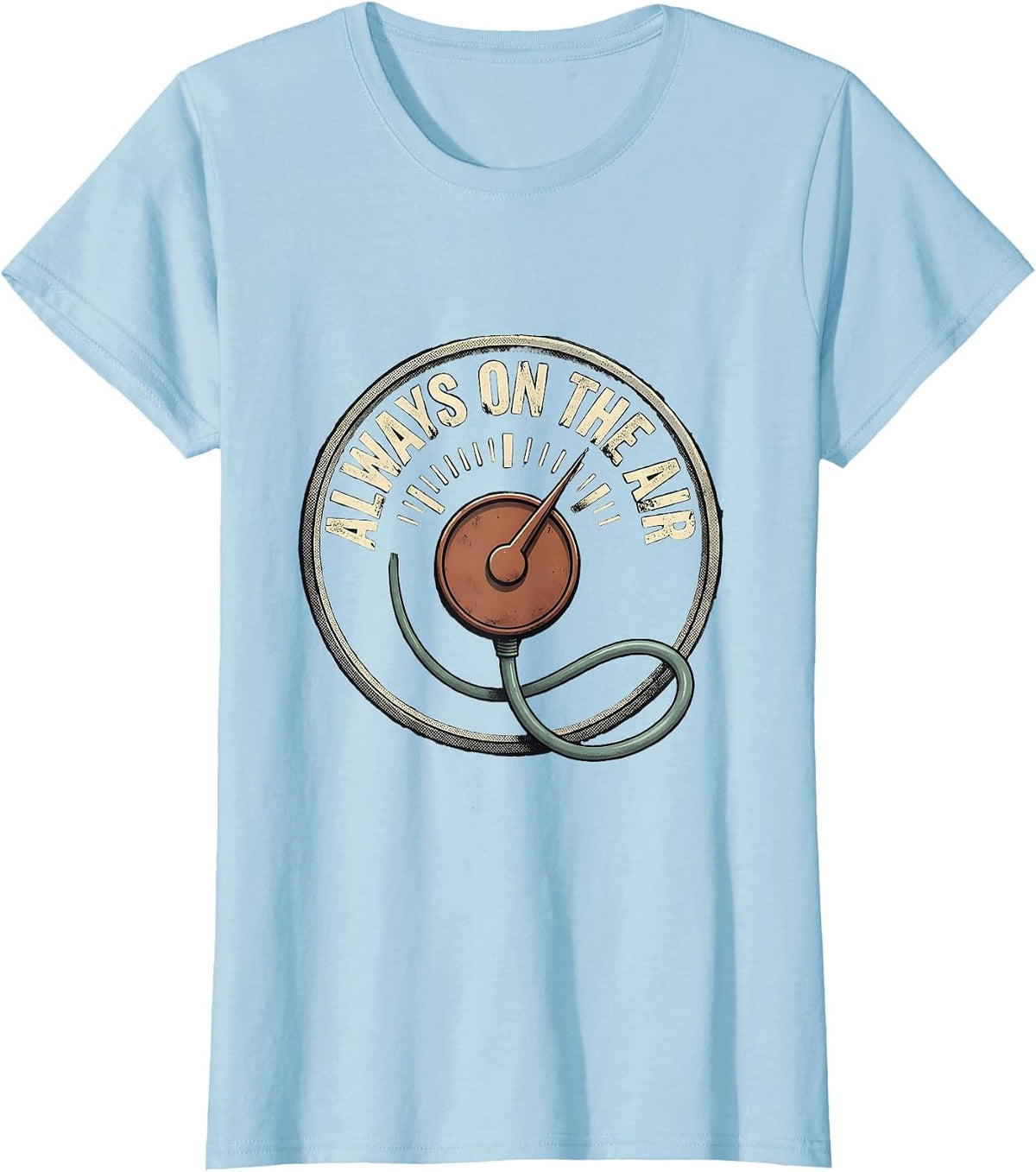 Women's Always On The Air Distressed Ham Radio Operator Humor T-Shirt - Baby Blue