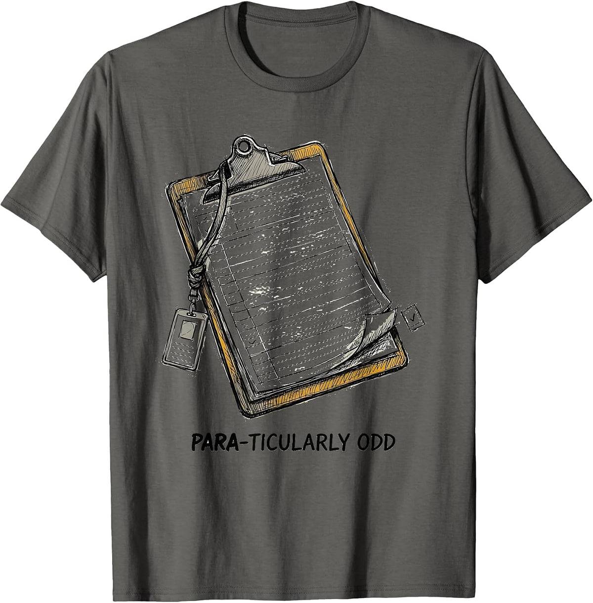 Para-Ticularly Odd Hand-Sketched Funny Paraprofessional SPED T-Shirt - Asphalt Grey