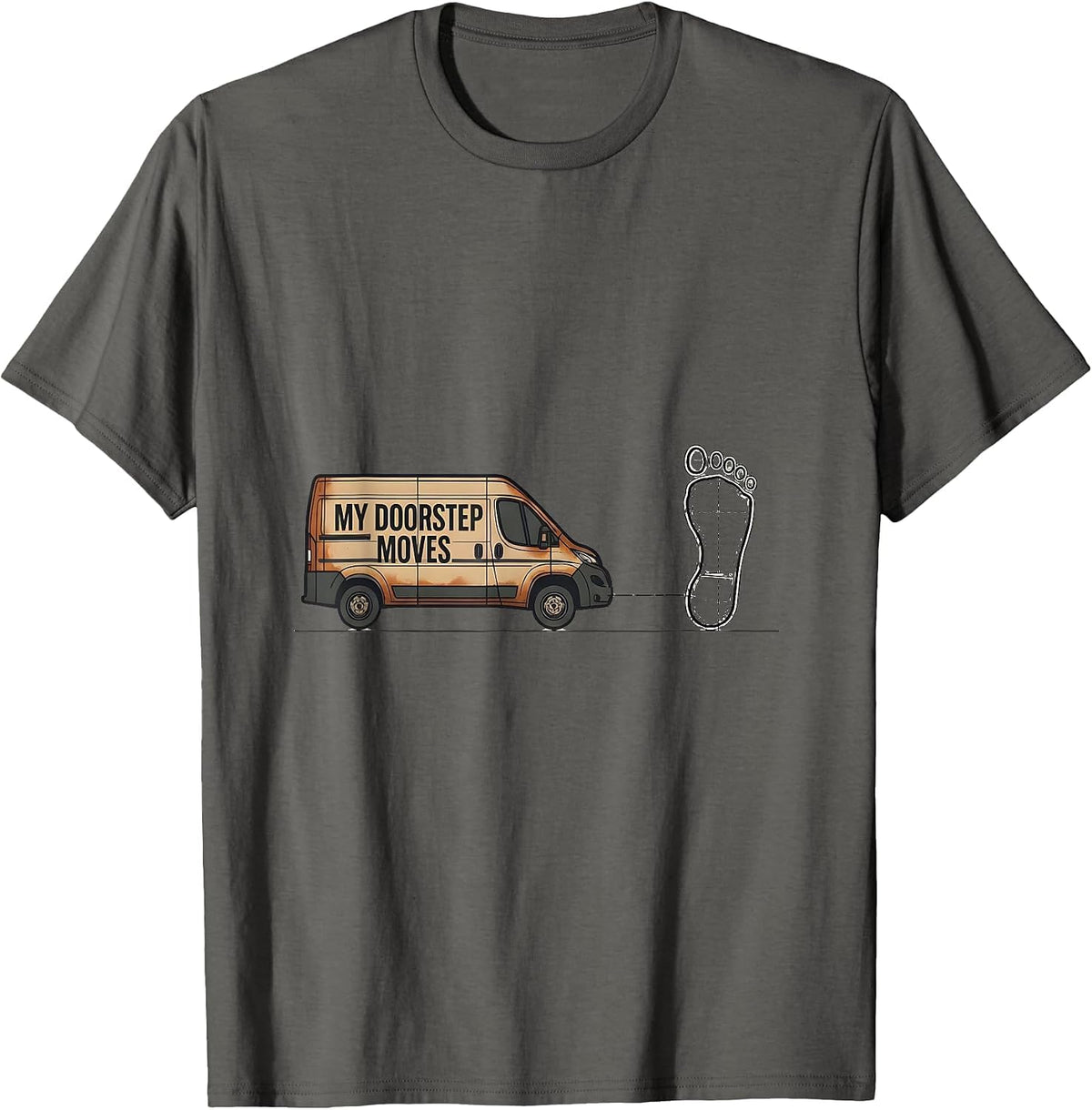 My Doorstep Moves Retro Van Life Campervan Road Trip T-Shirt - Asphalt Grey