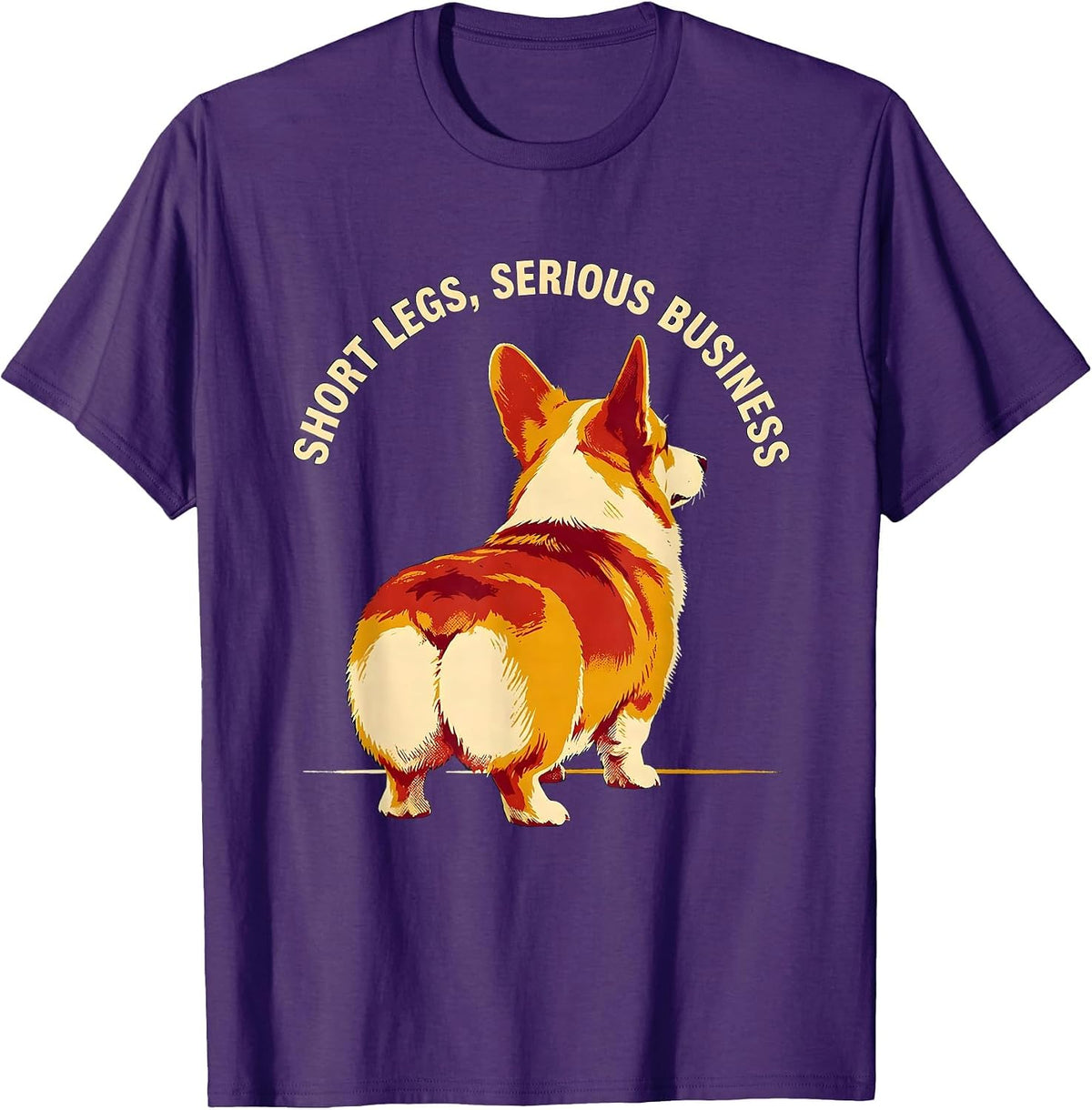 Men's Short Legs Serious Business Funny Corgi Dog Lover Humor T-Shirt - Purple