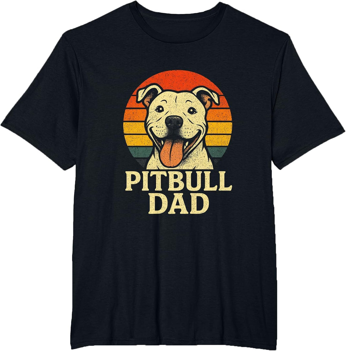 Pitbull DAD - Vintage Smiling Pitbull Lover T-Shirt - Black
