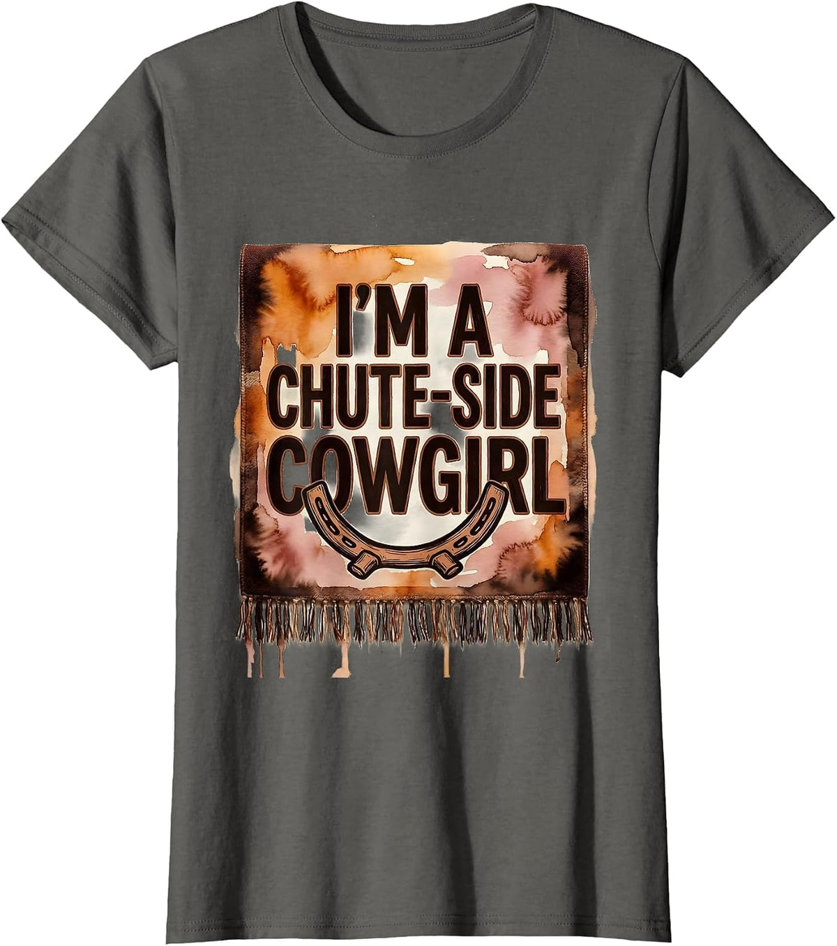 Women's I'm A Chute-Side Cowgirl Western Cowgirl Rodeo Pride Humor T-Shirt - Asphalt Grey