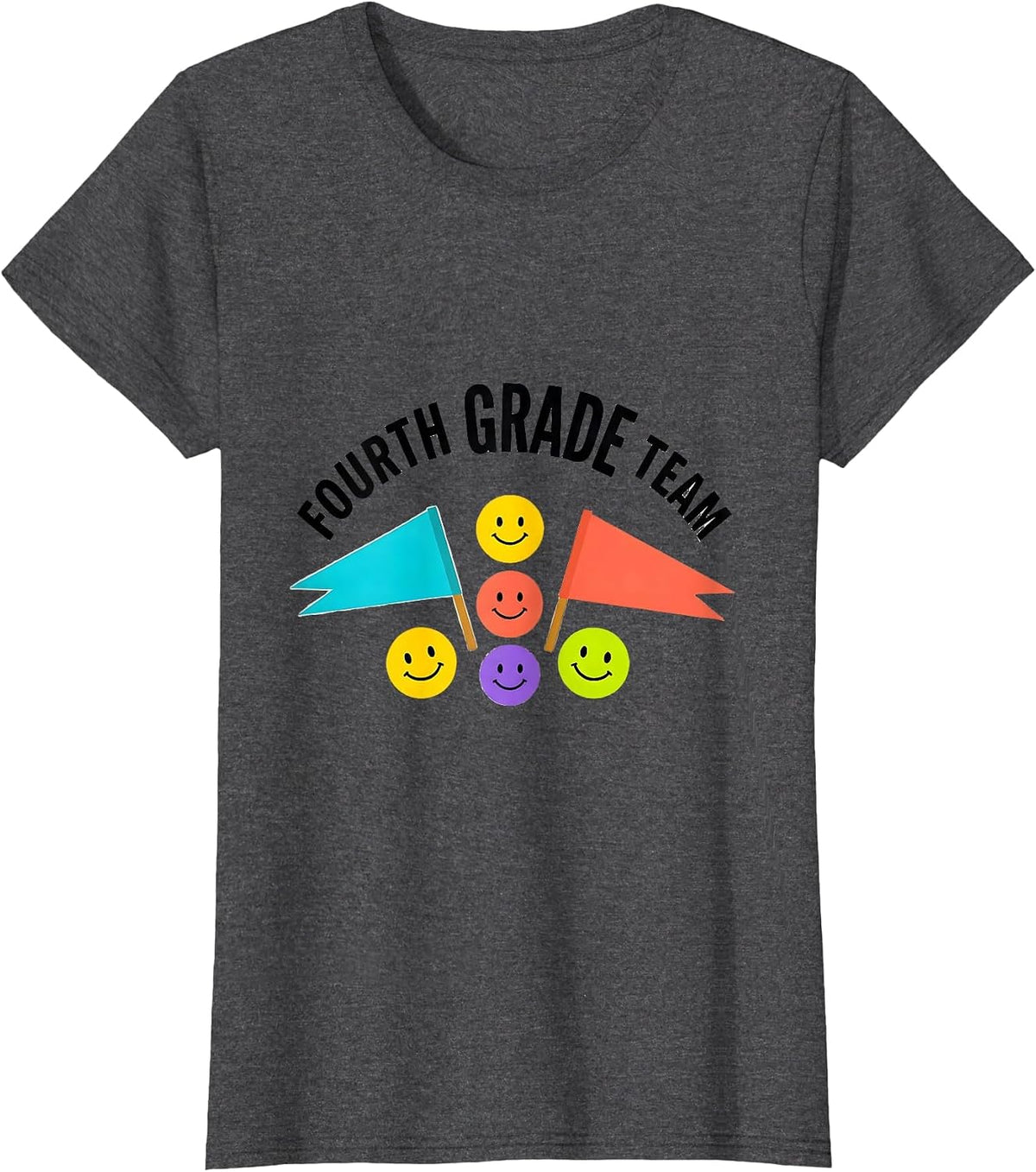 Women's Fourth Grade Team Back to School Student Teacher Crew T-Shirt - Dark Heather Grey