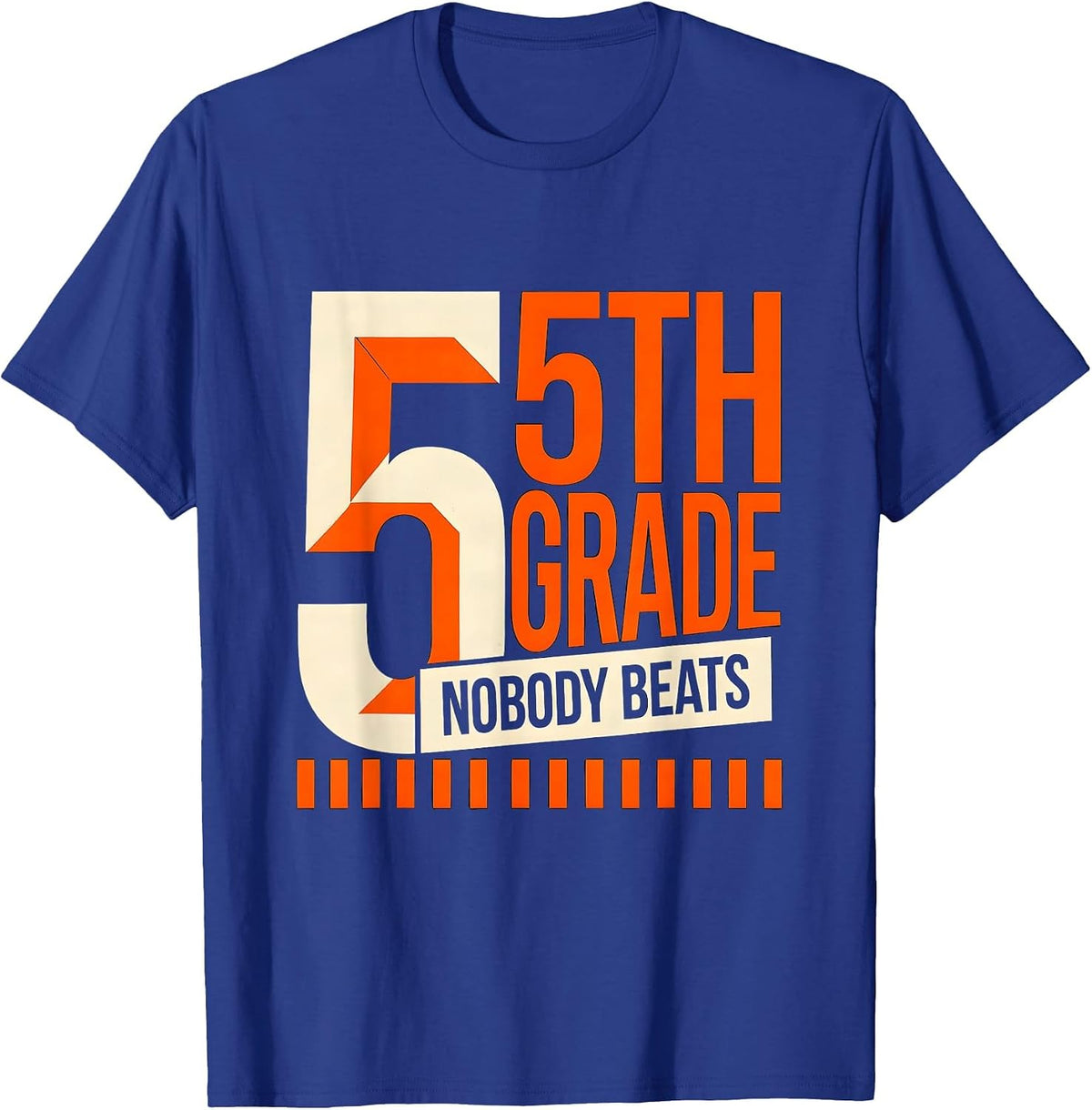 Nobody Beats 5th Grade Funny Teacher Back To School Crew T-Shirt - Royal Blue