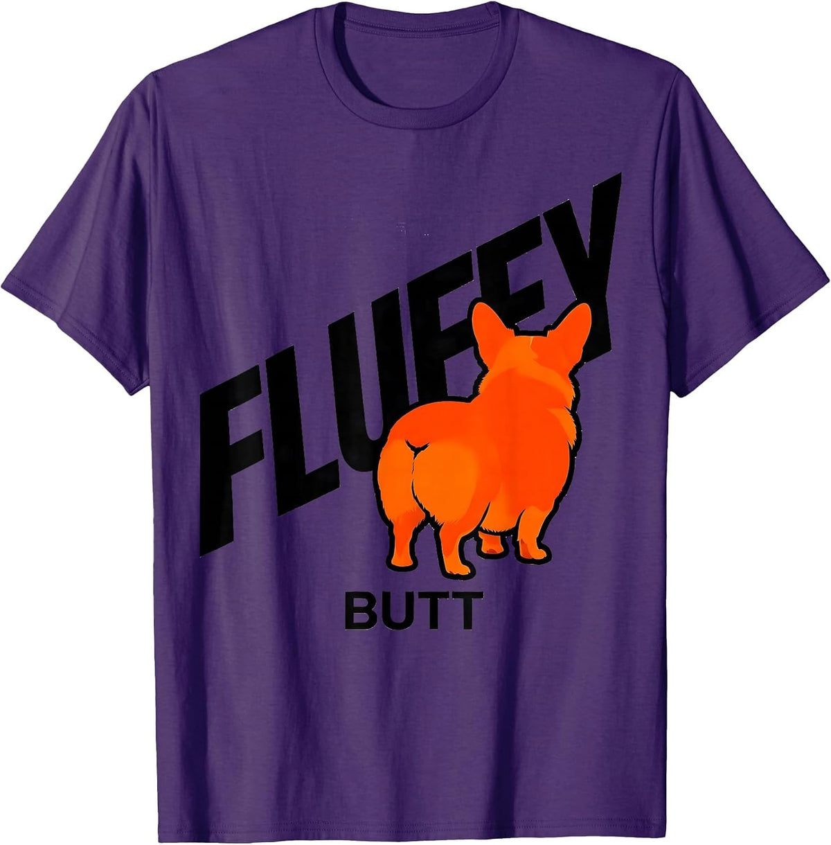 Men's Fluffy Butt Funny Corgi Dog Lover Humor T-Shirt - Purple
