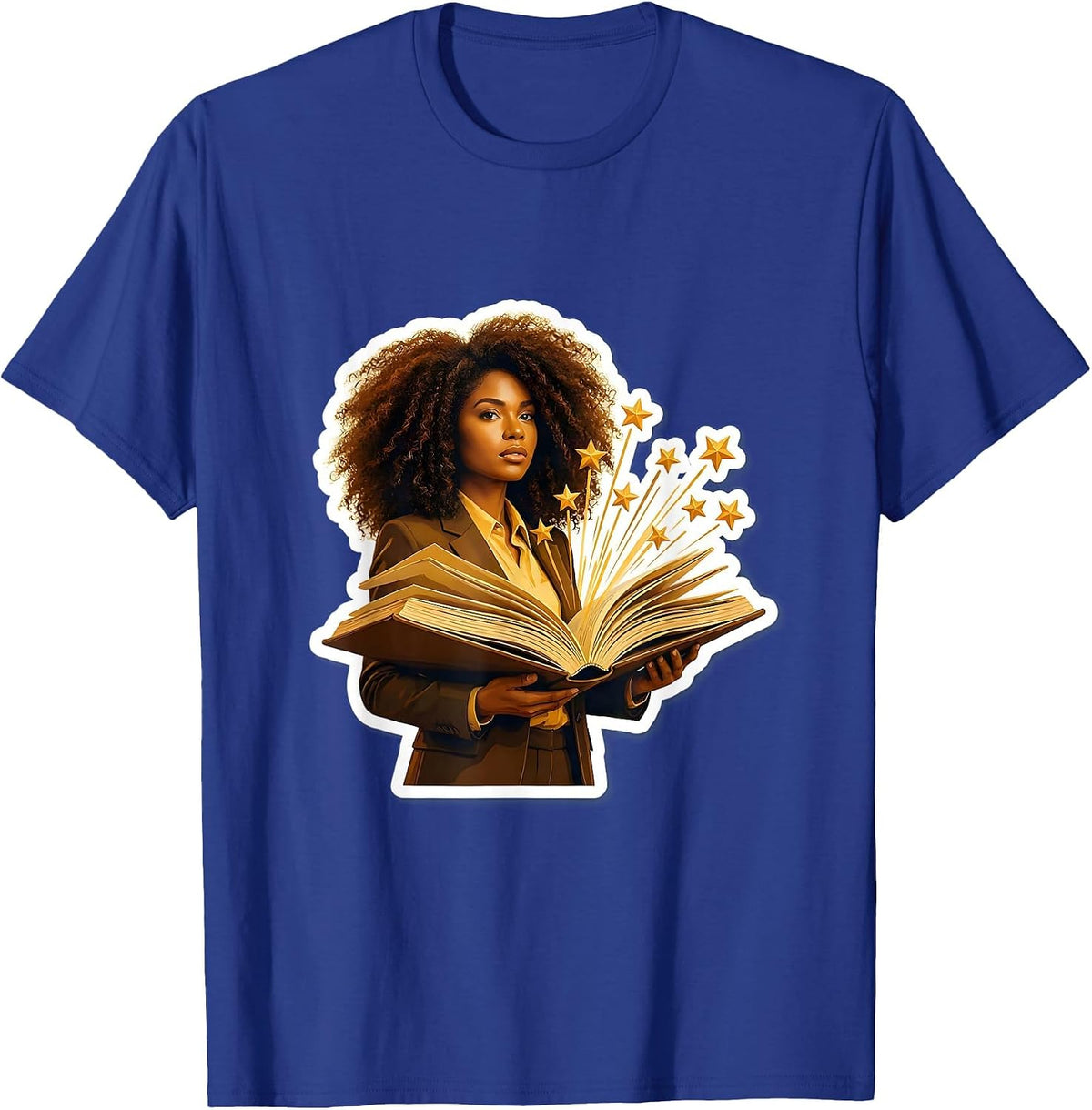 Men's Paraprofessional Open Book Floating Stars Design T-Shirt - Royal Blue