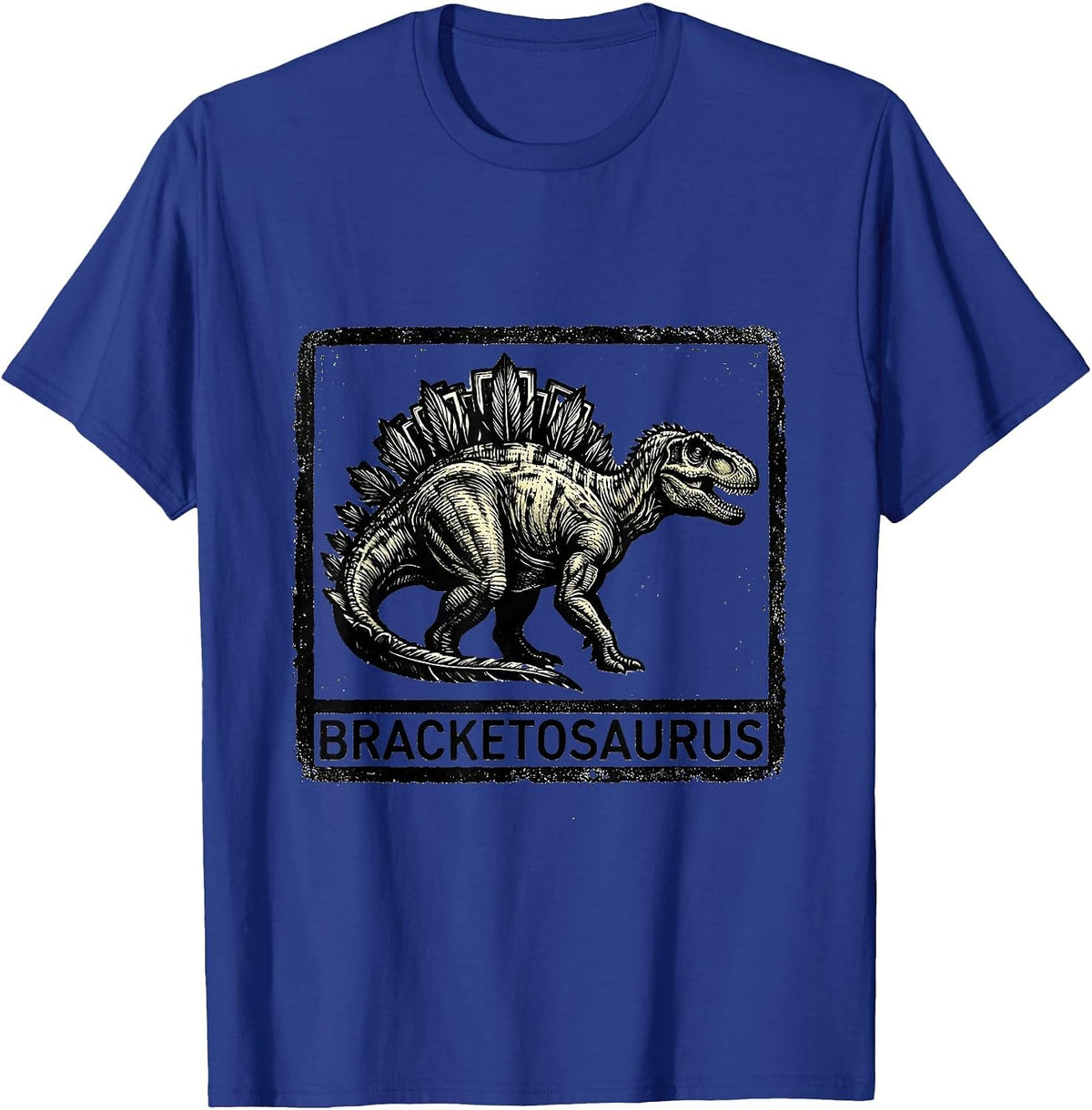Men's Bracketosaurus Funny Grammar Teacher Punctuation Dinosaur T-Shirt - Royal Blue