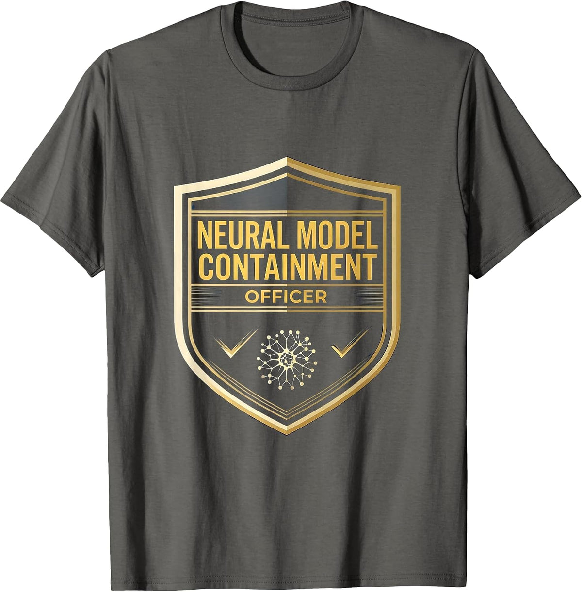 Men's Neural Model Containment Officer Funny AI Engineer Tech T-Shirt - Asphalt Grey
