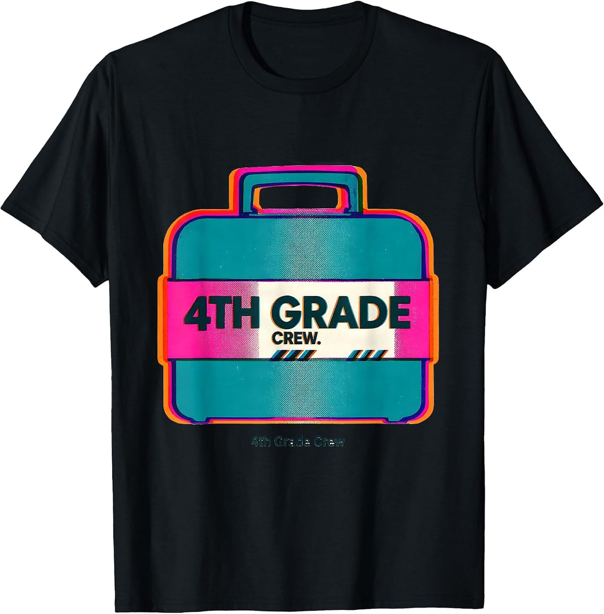 Men's 4th Grade Crew Retro Grade-Level Teacher Back To School Team T-Shirt - Black