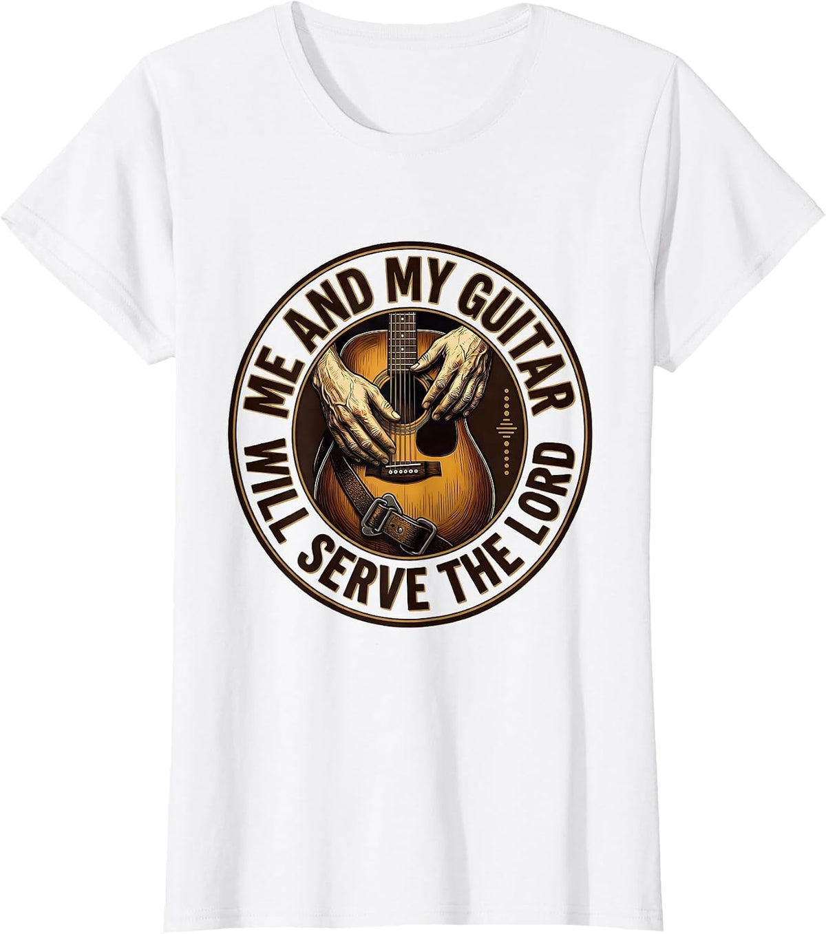 Women's Me And My Guitar Will Serve The Lord Christian Drummer T-Shirt - White