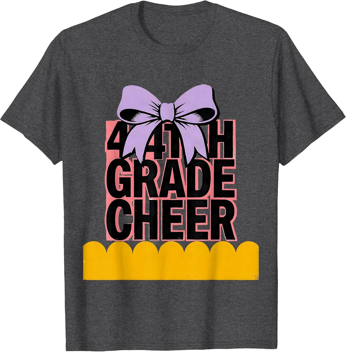 4th Grade Cheer Coquette Bow Back to School Fourth Grade T-Shirt - Dark Heather Grey