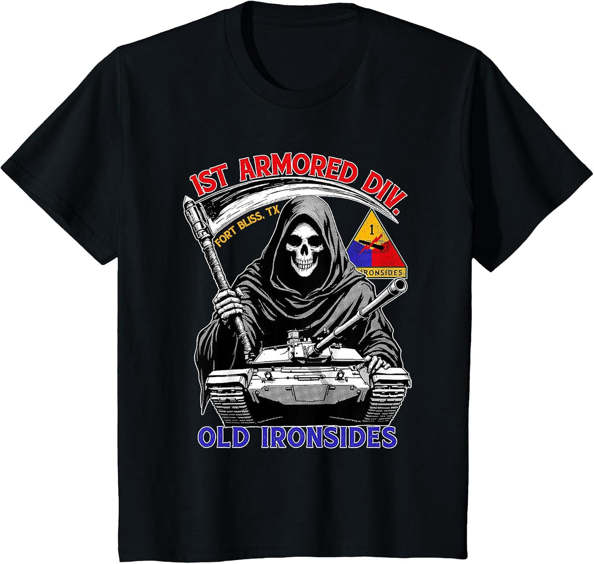 1st Armored Division Old Ironside Fort Bliss Texas Vintage T-Shirt - Black