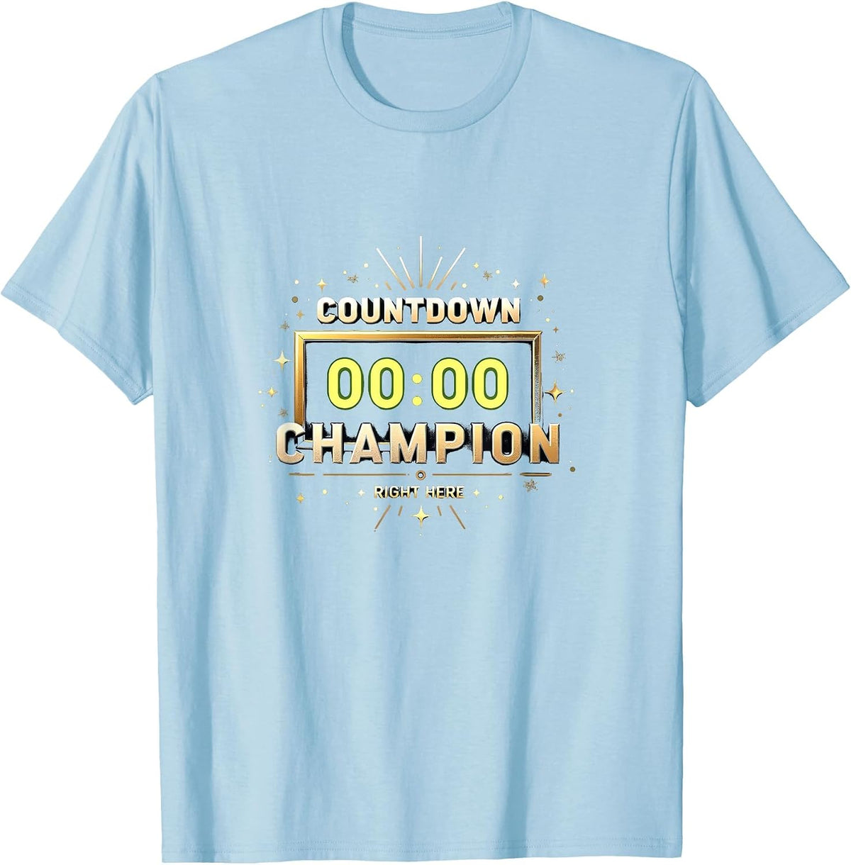 Countdown Champion New Years Eve Design T-Shirt - Baby Blue