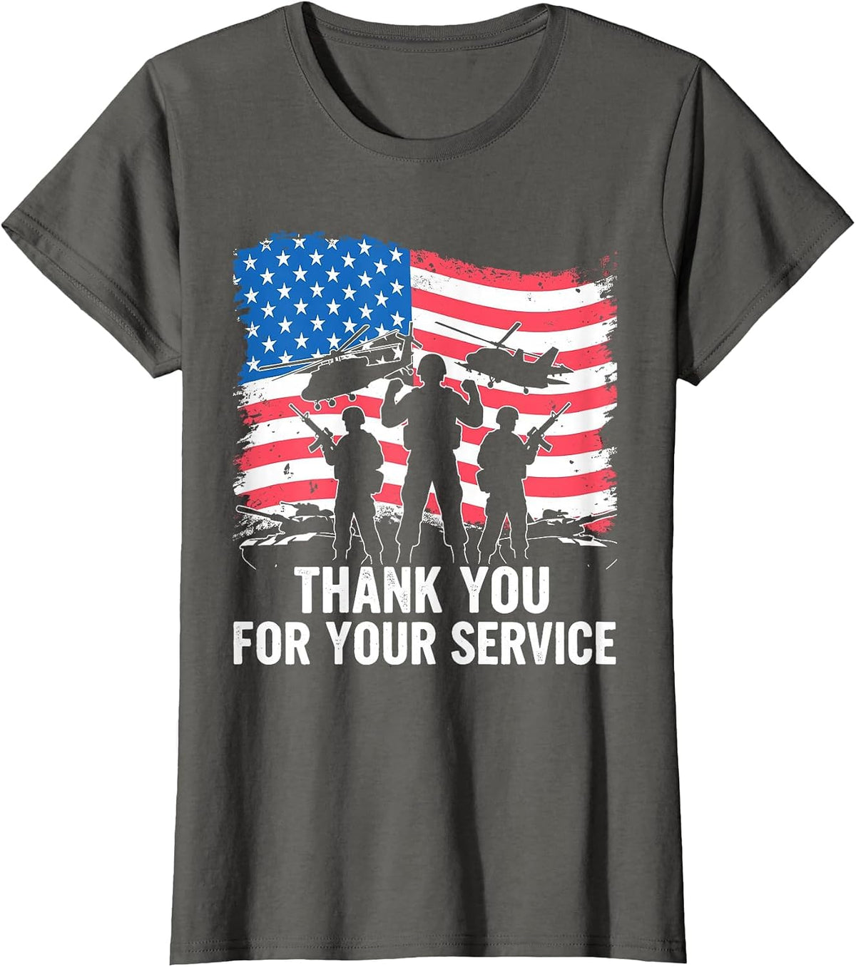 Honoring Army Veterans American Flag Patriotic Men T-Shirt - Asphalt Grey