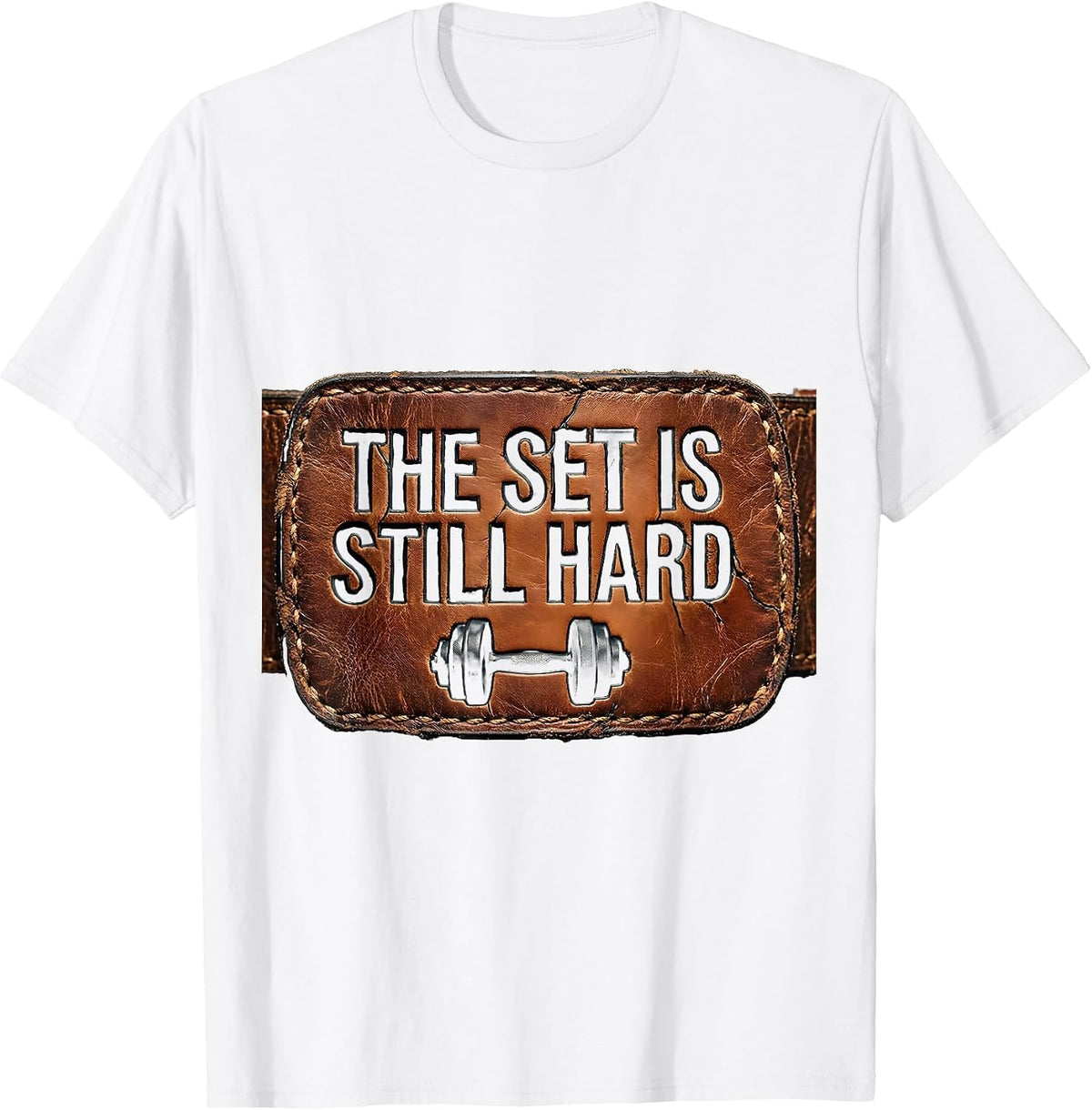 Men's The Set Is Still Hard Distressed Gym Workout Weightlifting T-Shirt - White