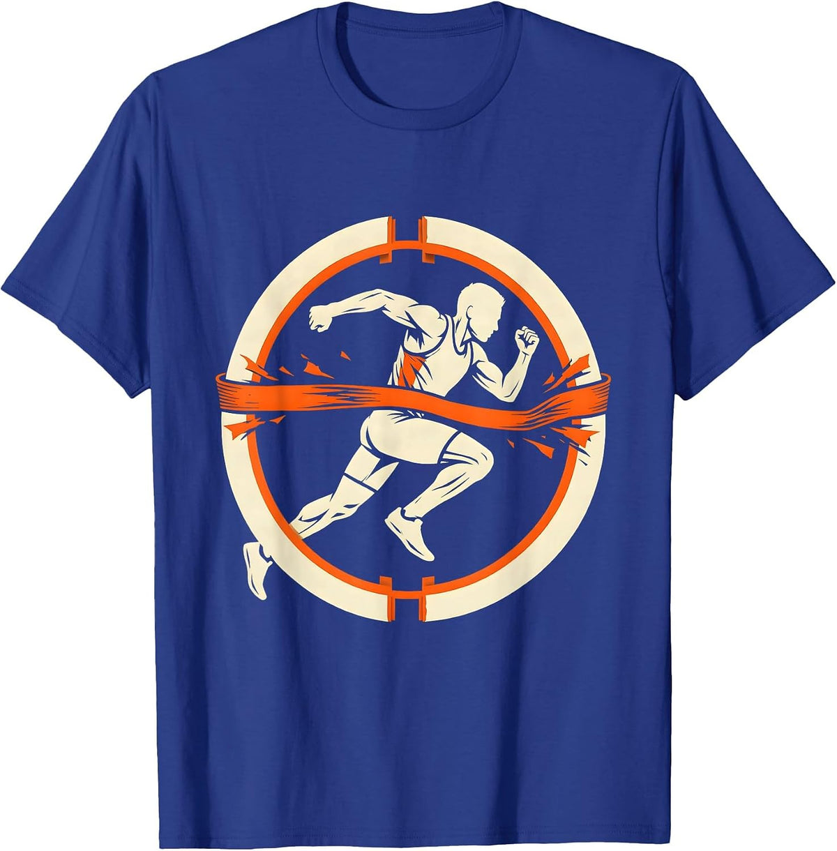 Men's Athlete Bursting Through Finish Line Graphic T-Shirt - Royal Blue