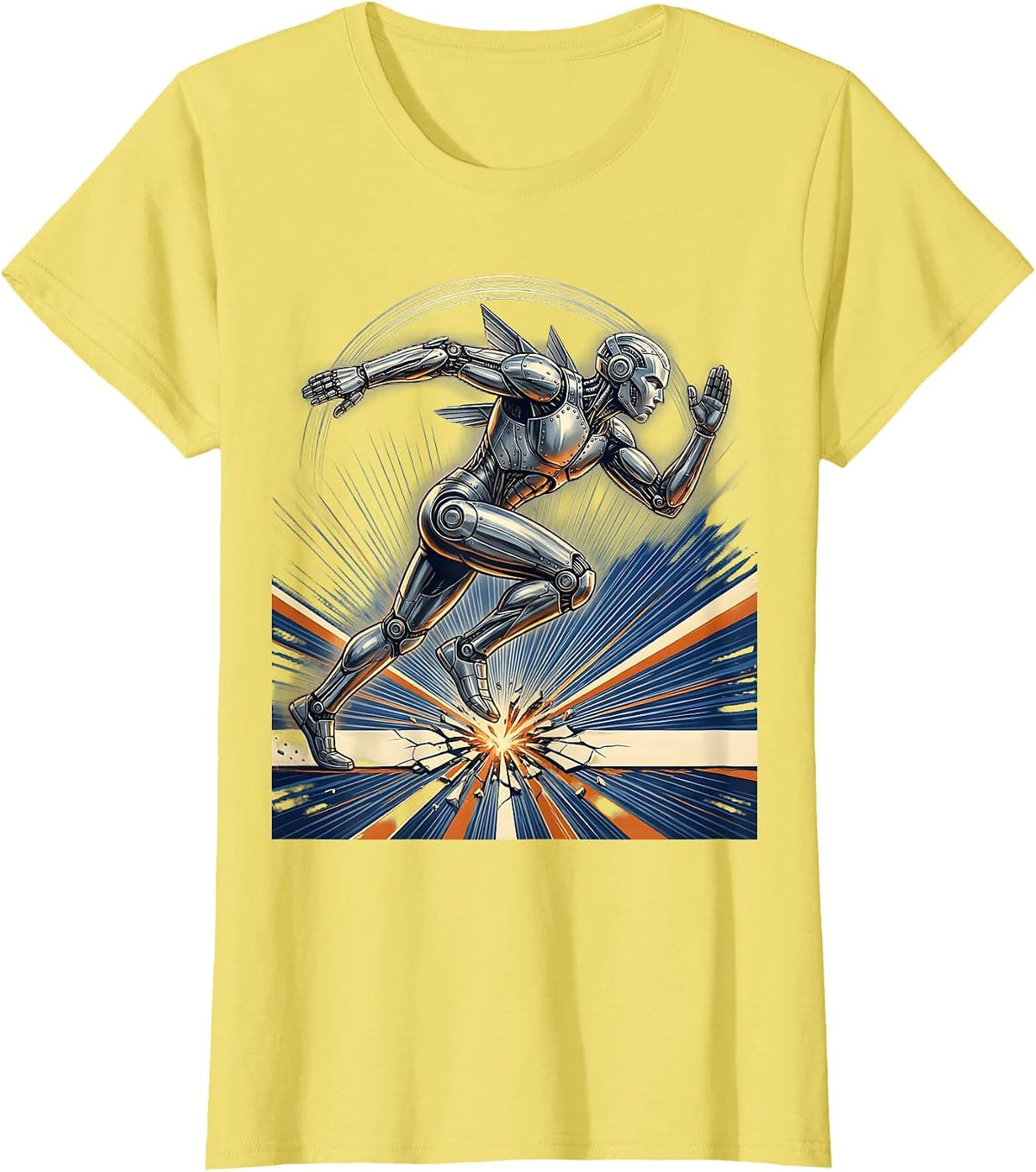 Women's Godspeed Sprinter Finish Line Burst Design T-Shirt - Lemon Yellow