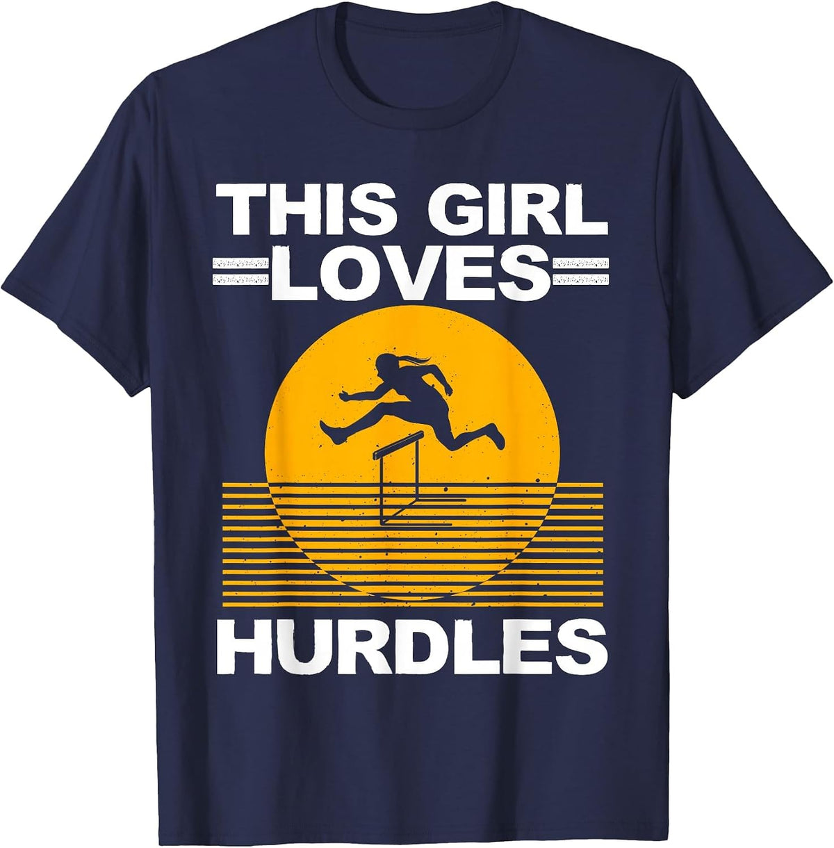 Cool Hurdle Design for Girls Women Hurdling Athletics Sport T-Shirt - Navy Blue